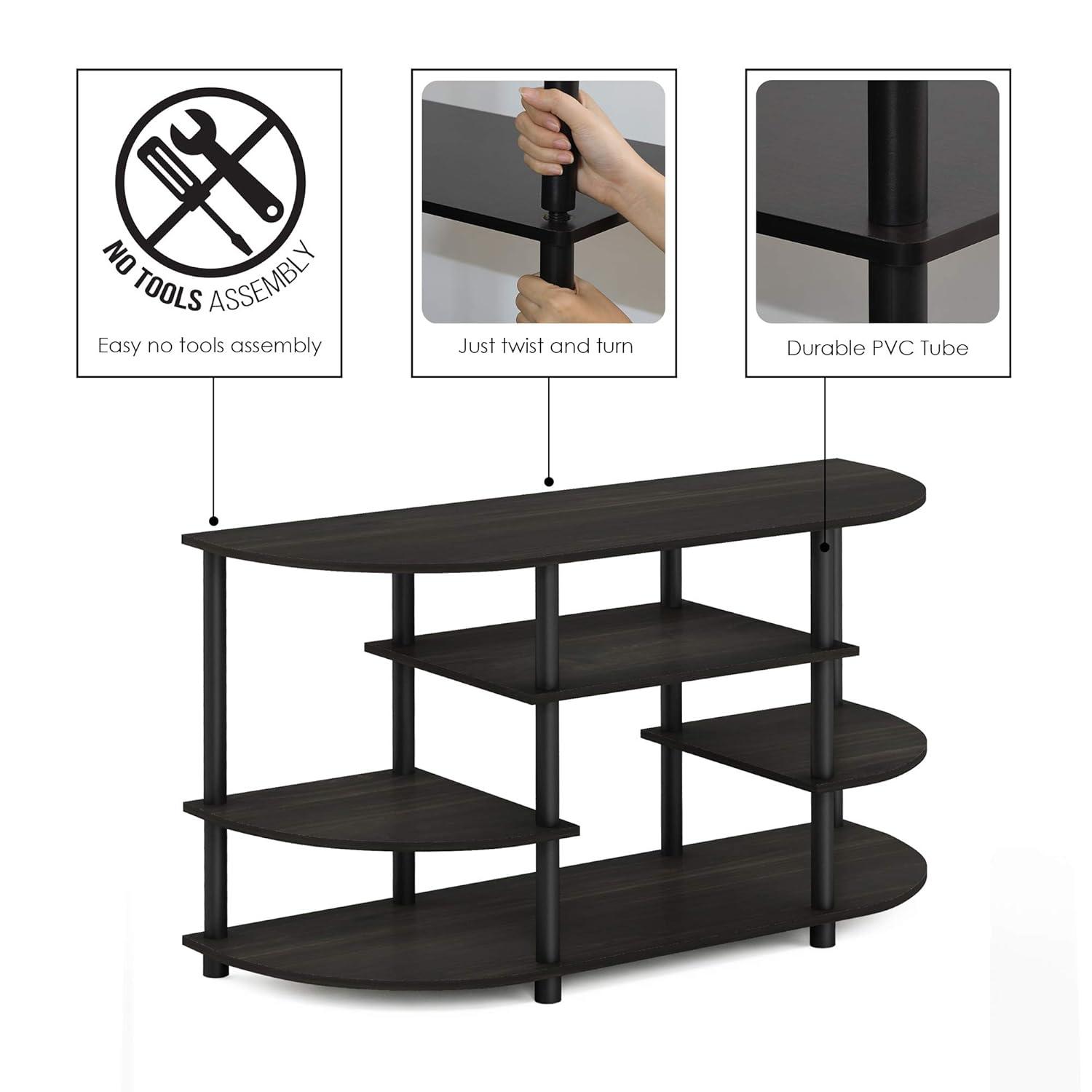 Furinno Simple Design TV Stand for TVs up to 44" Console Table Media Entertainment Center Bookcase Shelves for Living Room,Espresso