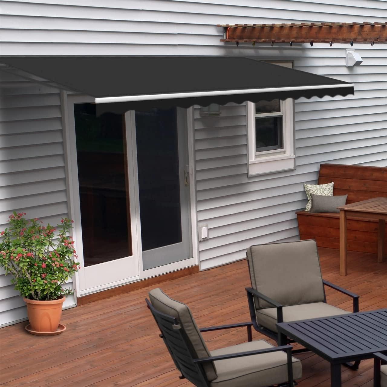 ALEKO 20' x 10' Black Retractable Motorized Patio Awning Sunshade