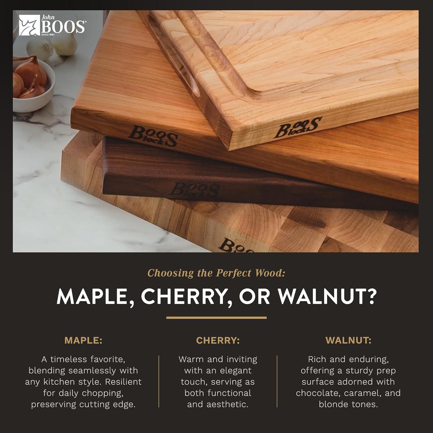 John Boos Boos Block CB Series Large Reversible Wood Cutting Board with Juice Groove, 1.75-Inch Thickness, 15" x 15" x 1 3/4", Maple