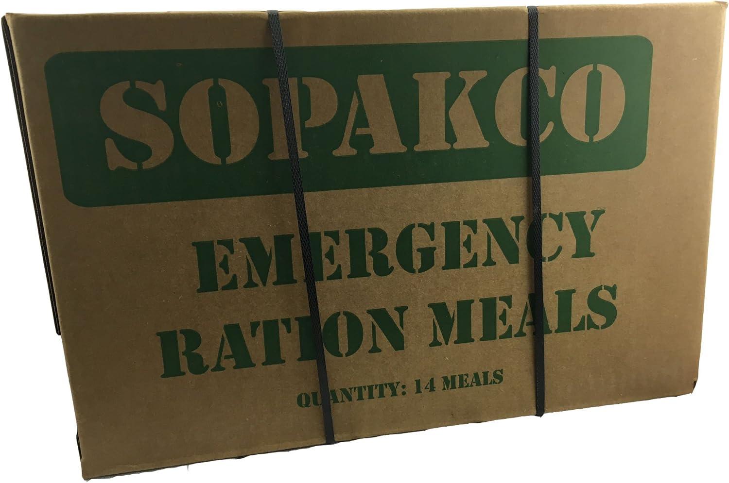 Case of 14 SOPAKCO MRE Reduced Sodium Emergency Ration Meals - Ready to Eat Factory Sealed and Banded 7020 01/22