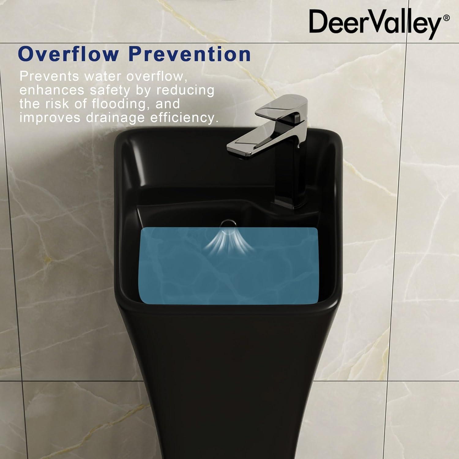 Deervalley Small Pedestal Bathroom Sink 11"L X 13"W X 35"H Ceramic One Piece Bath Sink With Overflow