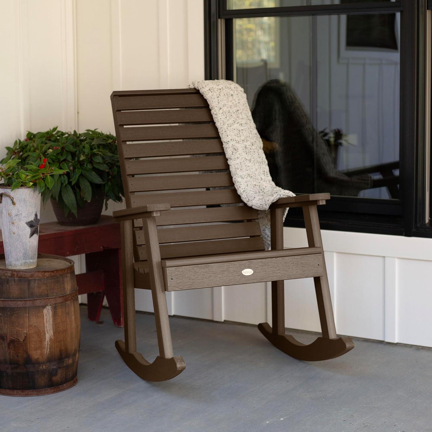 Weathered Acorn 28"x44" Ultra-Durable Rocking Chair in Synthetic Wood