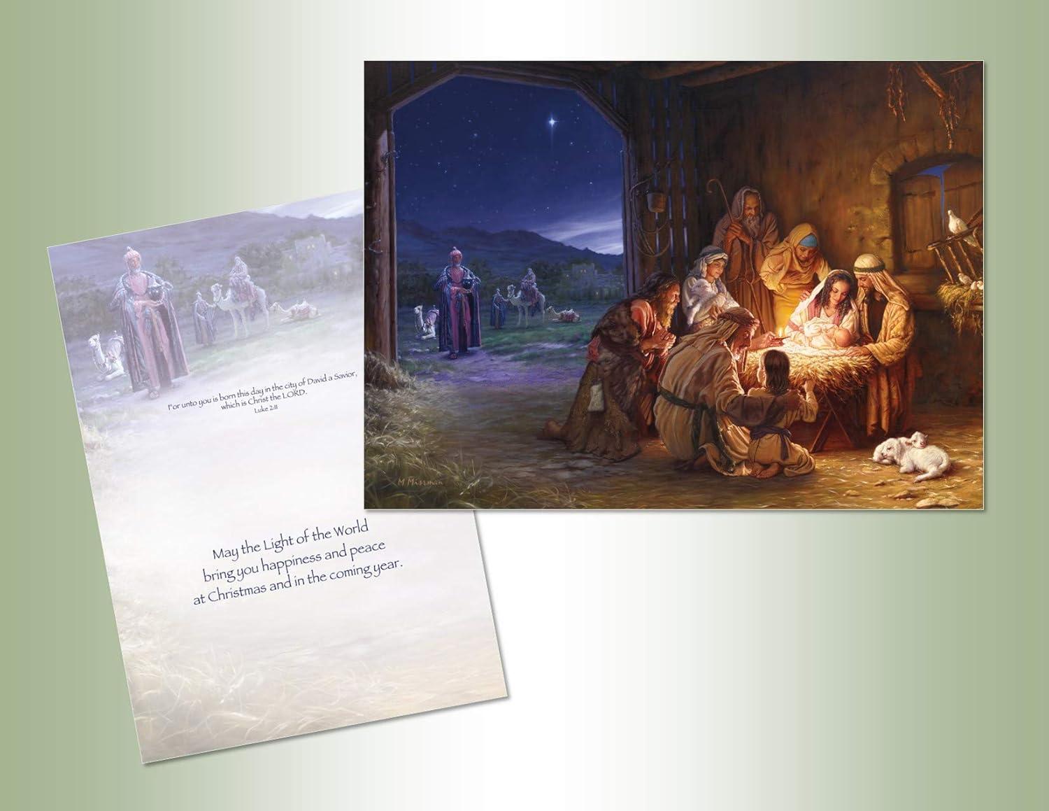 Light of the World Religious Christmas Cards Set with White Envelopes