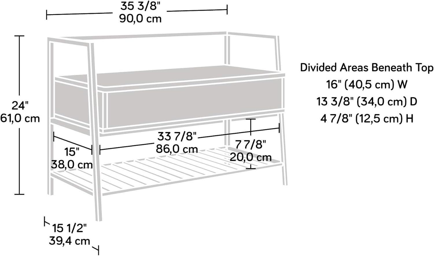 Sauder North Avenue Storage Bench, Smoked Oak finish