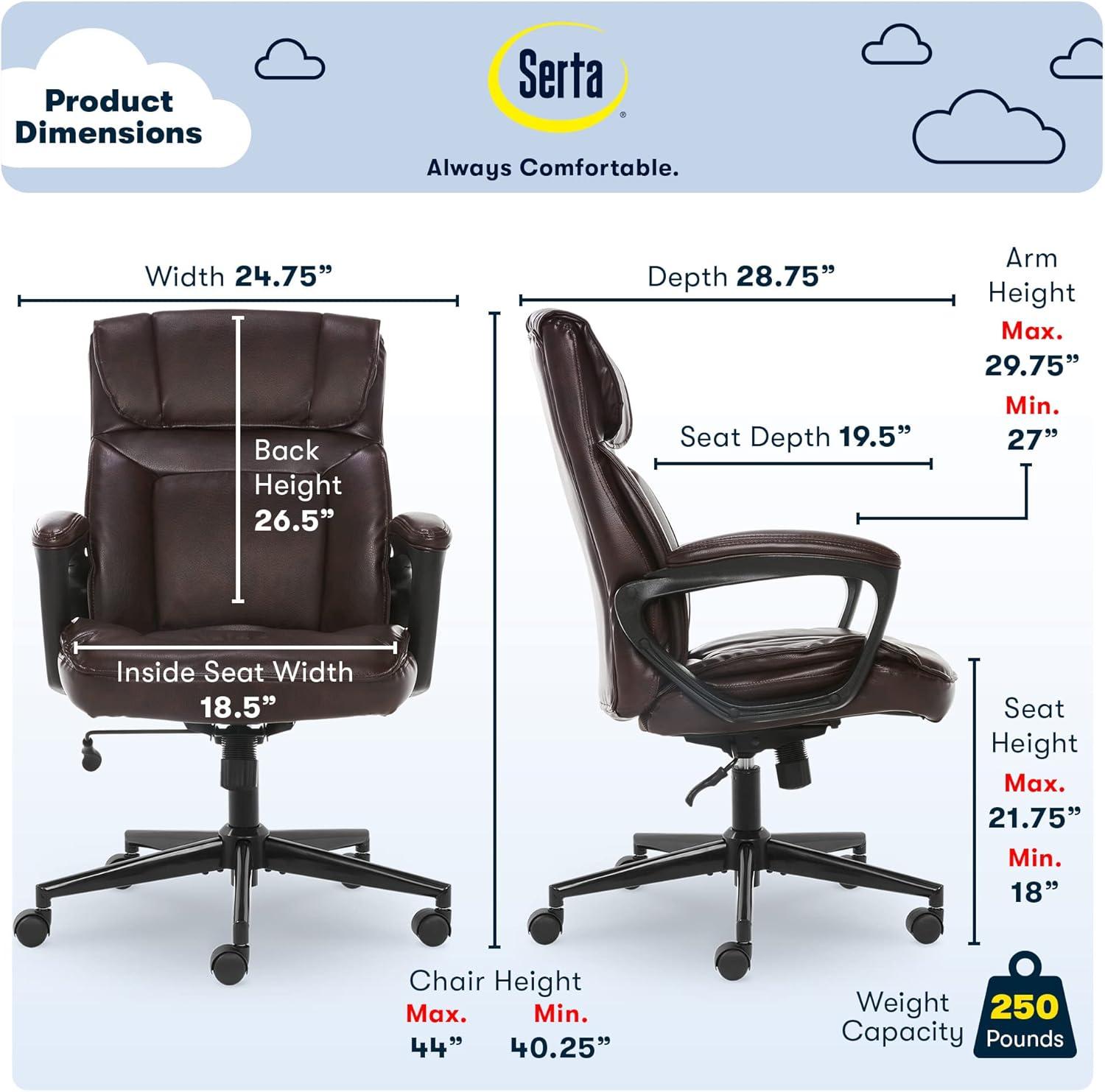 Style Hannah Office Chair Bonded Leather Comfort - Serta