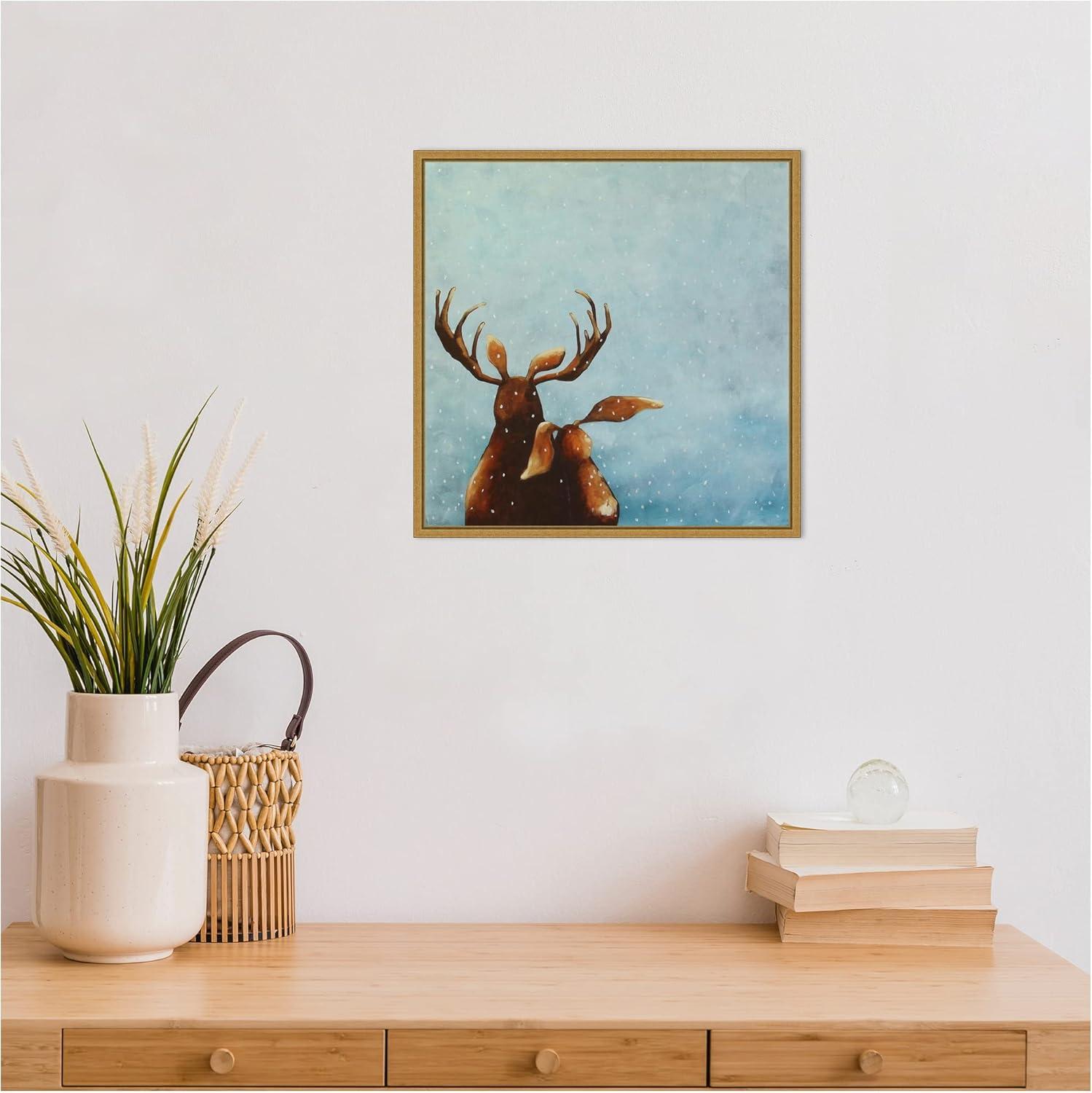 Amanti Art Friends (Moose) by Lucia Stewart Canvas Wall Art Print Framed 16 x 16-in.