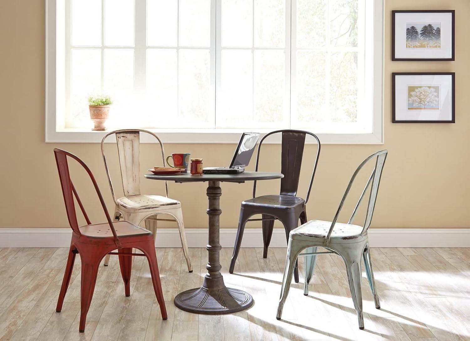 Bronze Round Industrial Dining Height Bistro Table