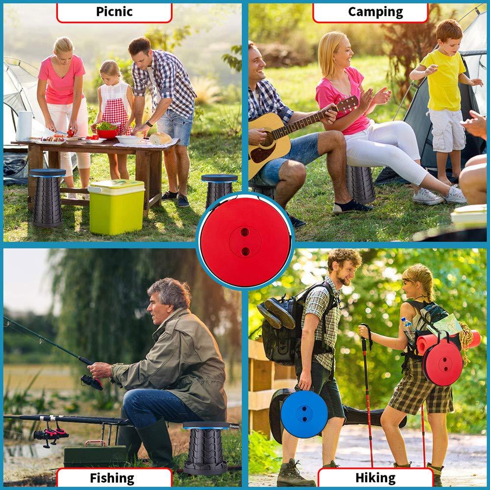 Boreeman Upgraded Folding Stool Lightweight Yet More Sturdy with Load Capacity 400lbs Portable Collapsible Stool for Camping Fishing Hiking BBQ (Blue)