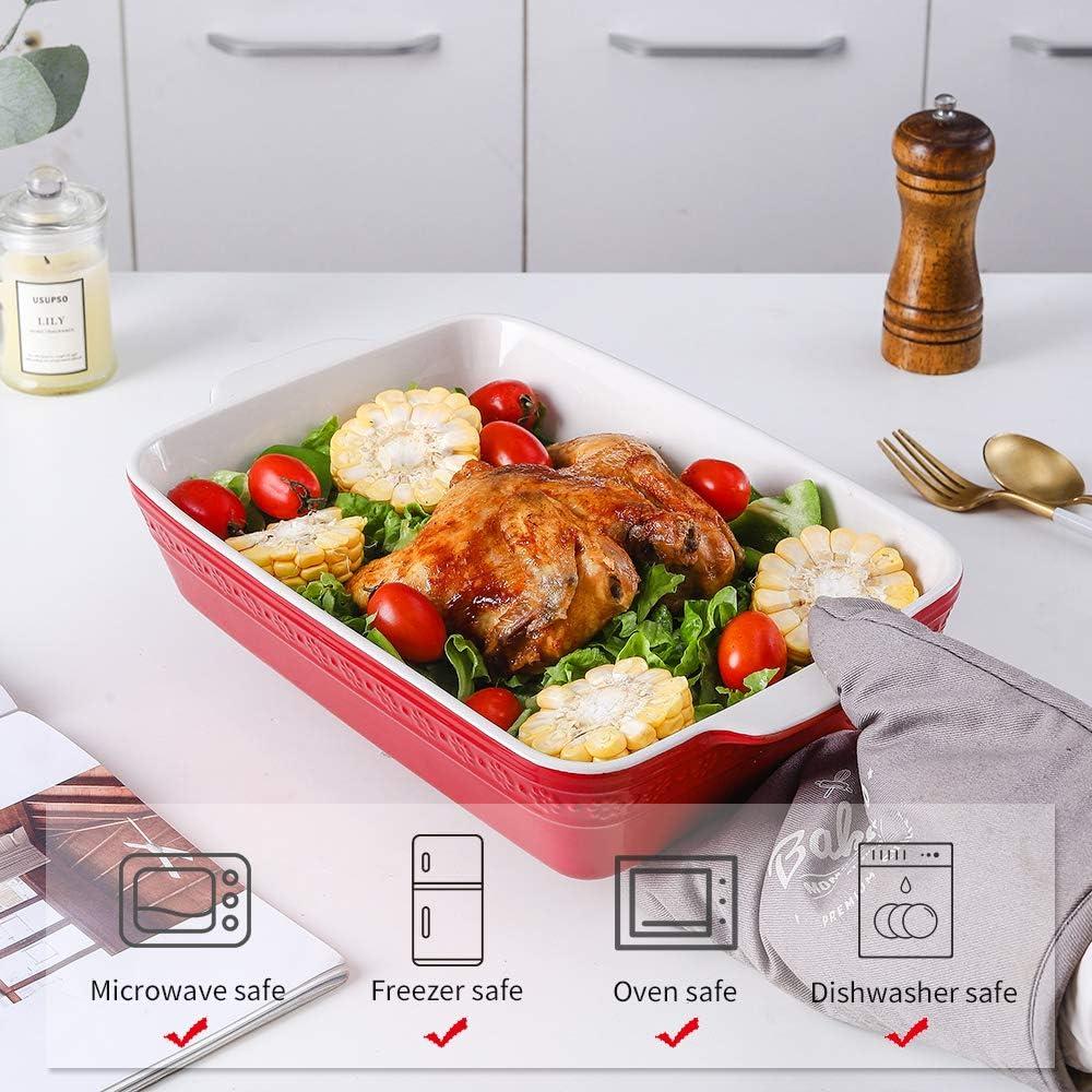 Adeco Trading Ceramic Bakeware Set, Rectangular Baking Dish For Cooking, Kitchen, Cake Dinner, Banquet And Daily Use, 9X13 Casserole Dishes For Oven Porcelain Baking Pans