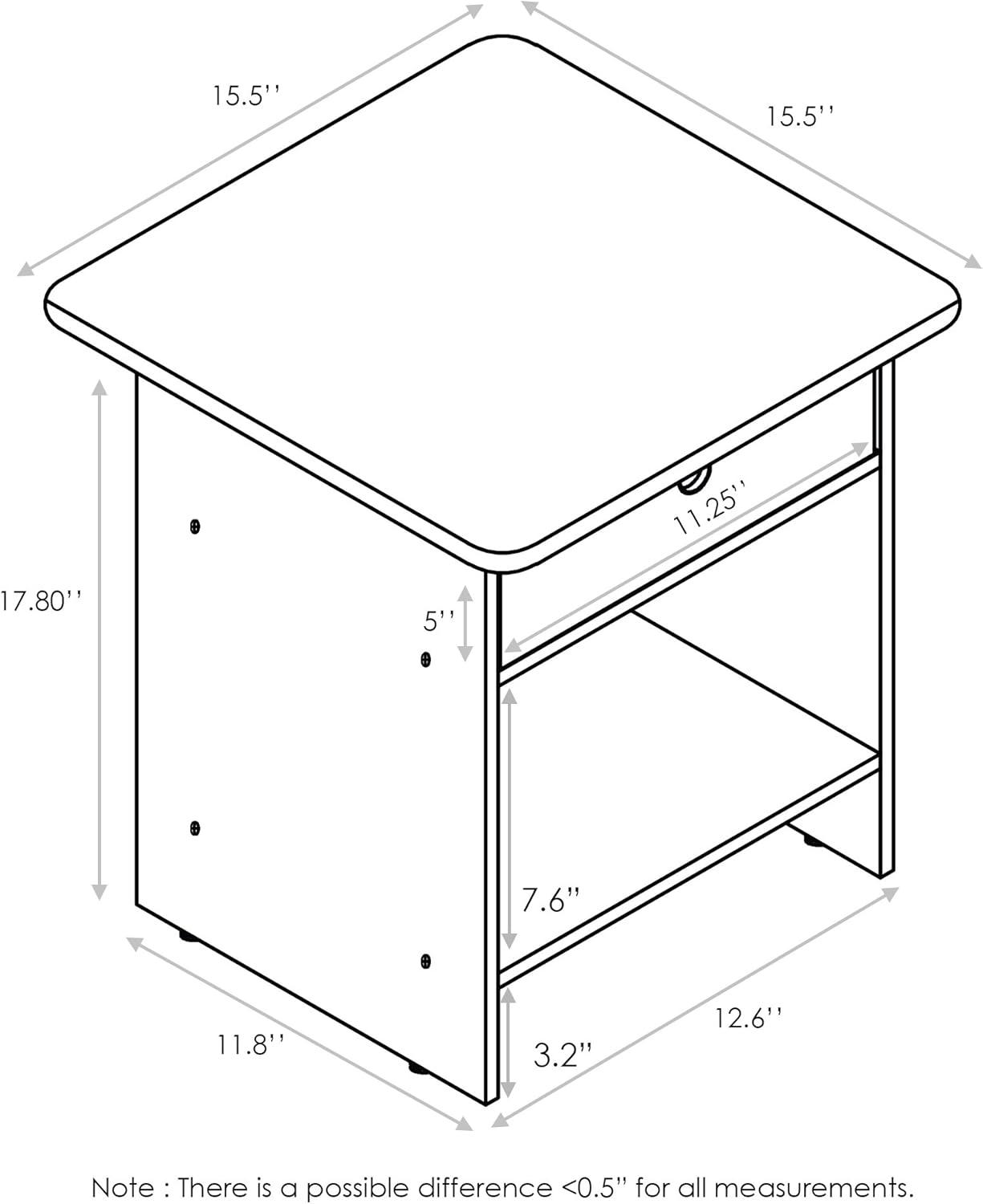 Furinno 10004 End Table/ Night Stand Storage Shelf with Bin Drawer, Columbia Walnut/Dark Brown