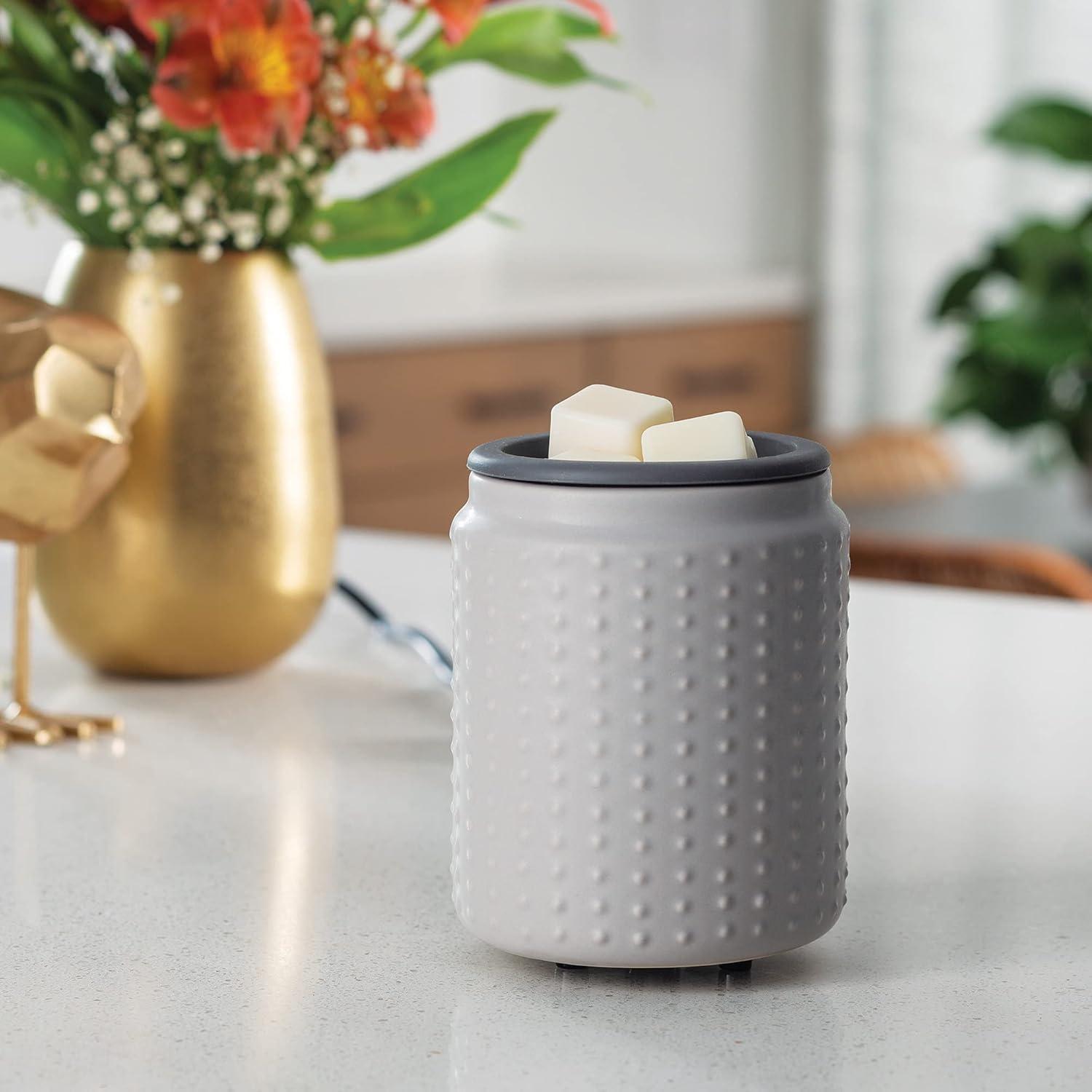 Gray Ceramic Hobnail Wax Melt Warmer with Silicone Dish