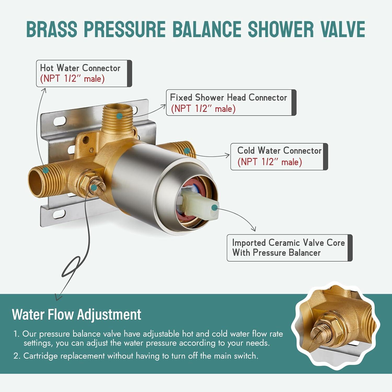 Brushed Nickel Multi-Head Wall Mounted Shower System