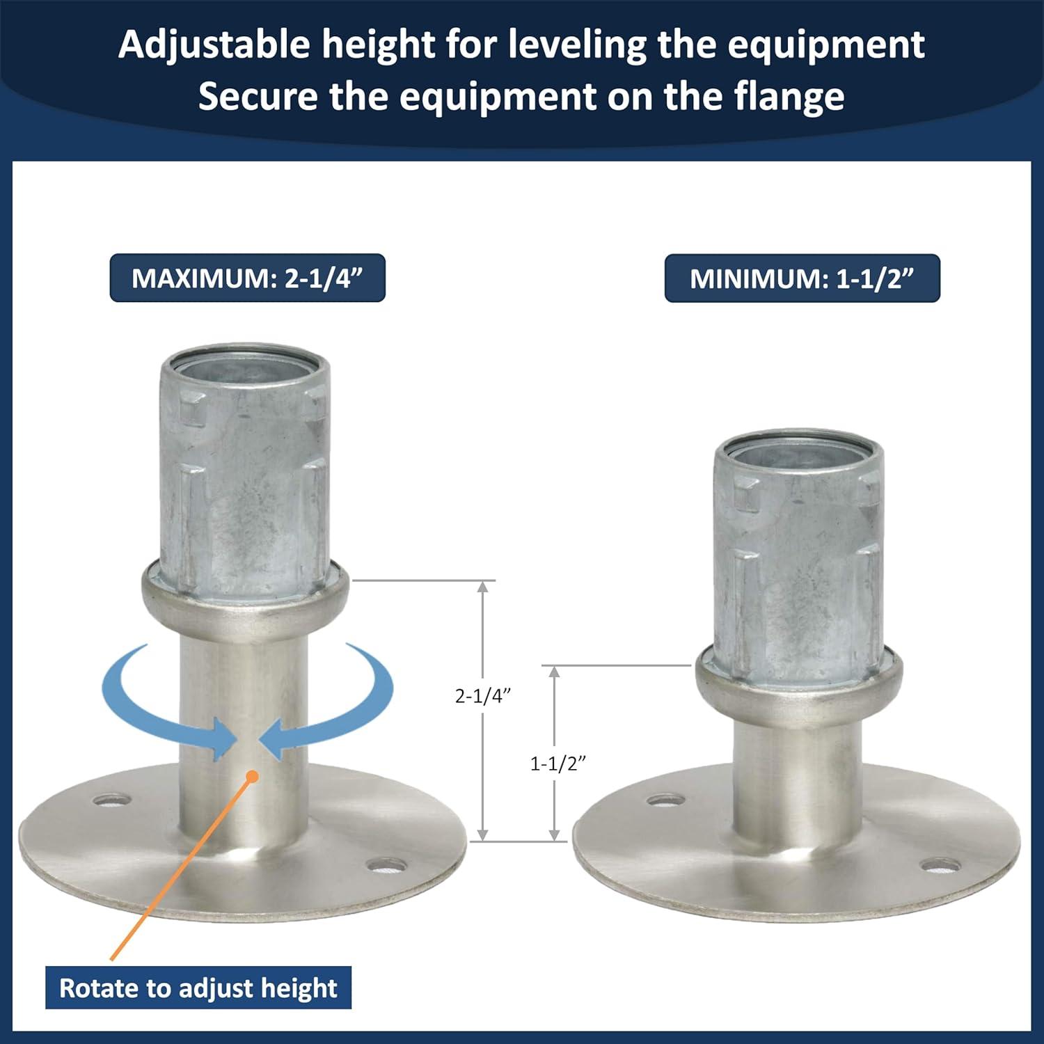 Adjustable Stainless Steel Flanged Feet for 1-5/8" Tubing