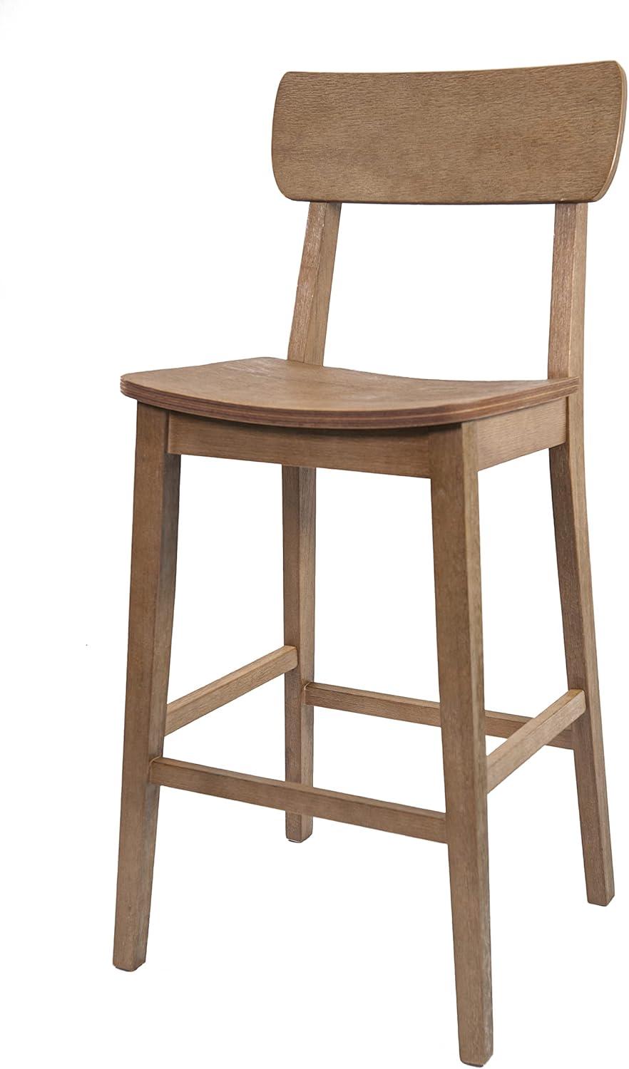 29" Torino Barstool Barnwood - Boraam: Solid Wood, Molded Seat, Footrests, Rustic Style