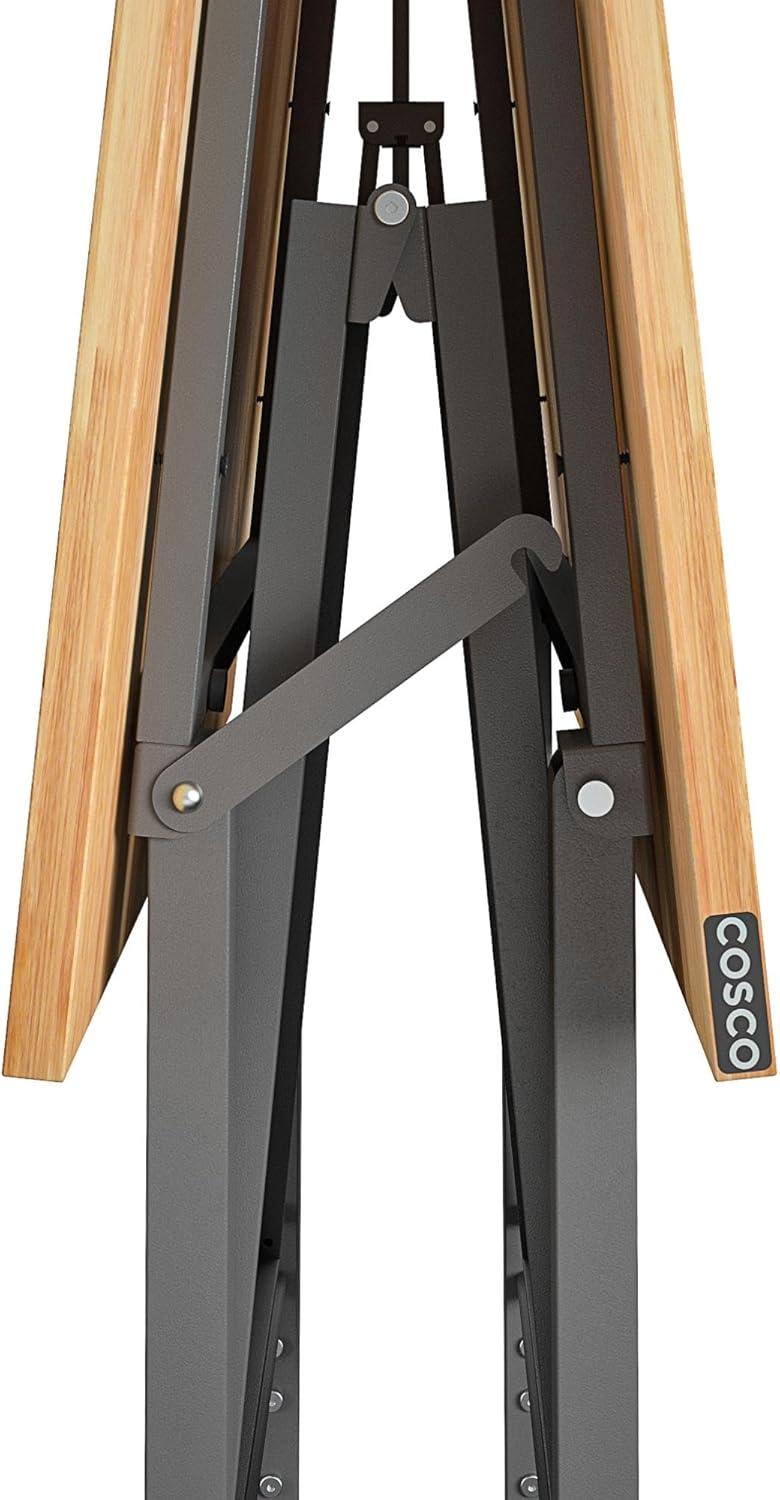 COSCO SmartFold Butcher Block Portable Workbench / Folding Utility Table (Gray Steel Frame)