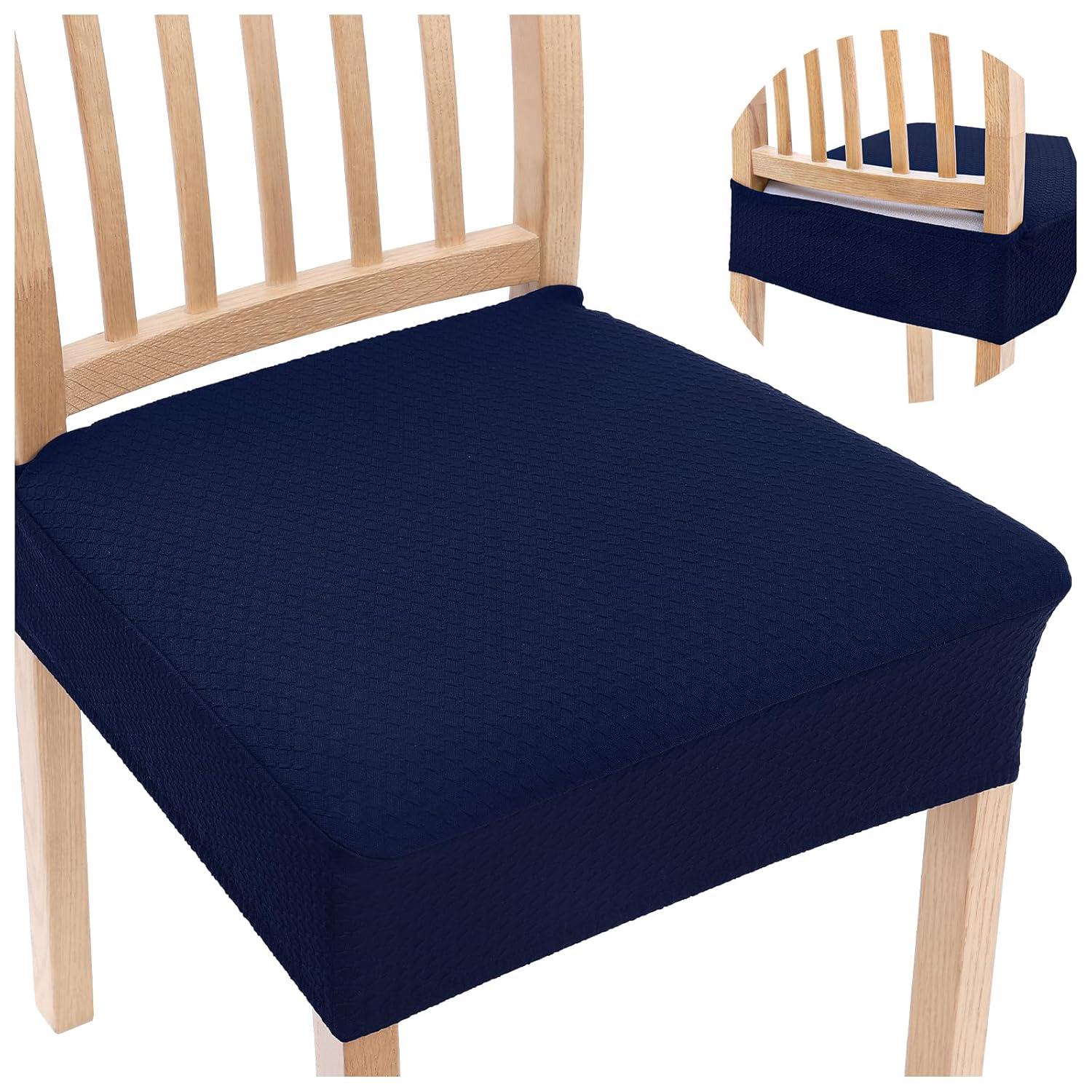 Furrygo Washable 4 Pieces Polyester Dining Chair Slipcovers, Navy