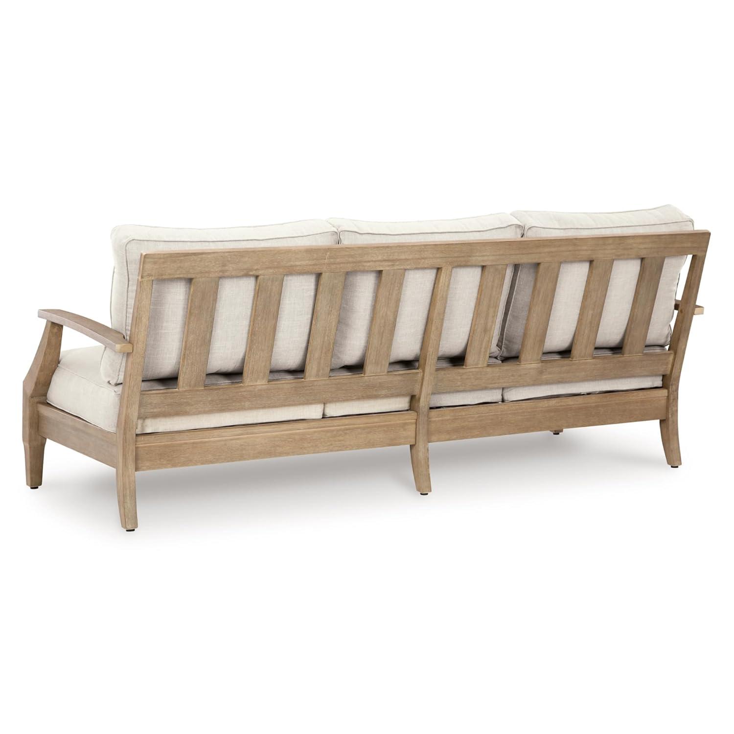 Signature Design by Ashley Carter Hall Outdoor Eucalyptus Patio Sofa in Beige