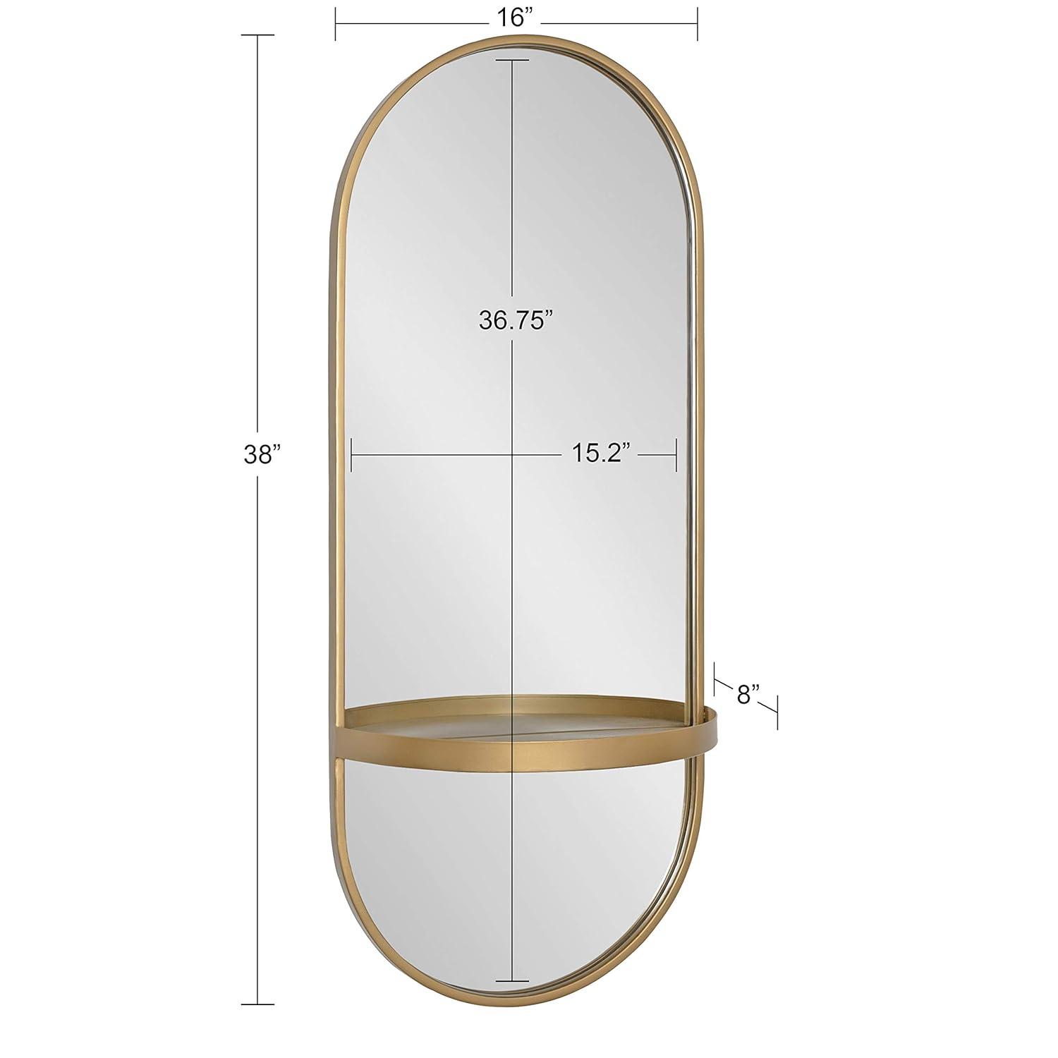 Lumi Metal Flat Mirror with Shelves