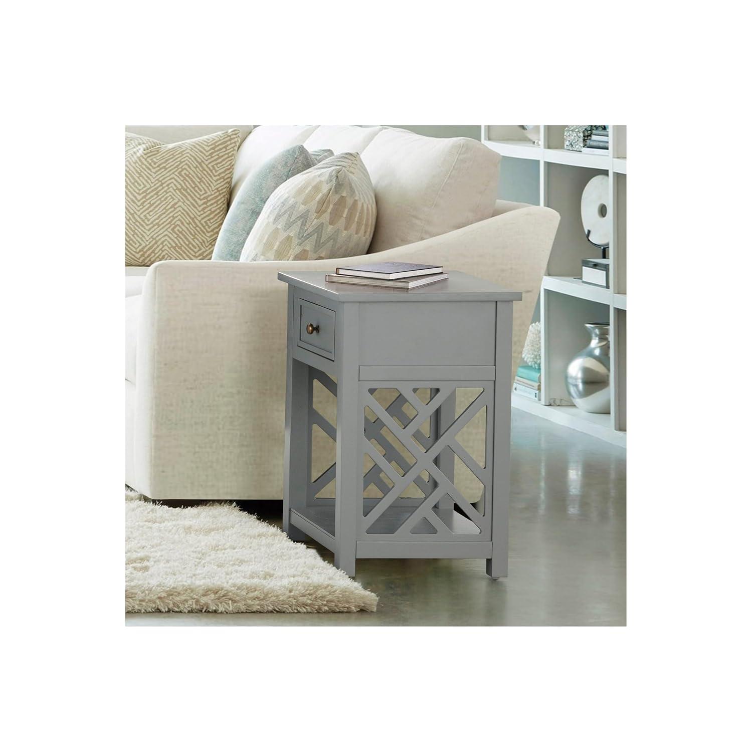 Alaterre Furniture Coventry Indoor Modern Storage Wood Square End Table, Gray
