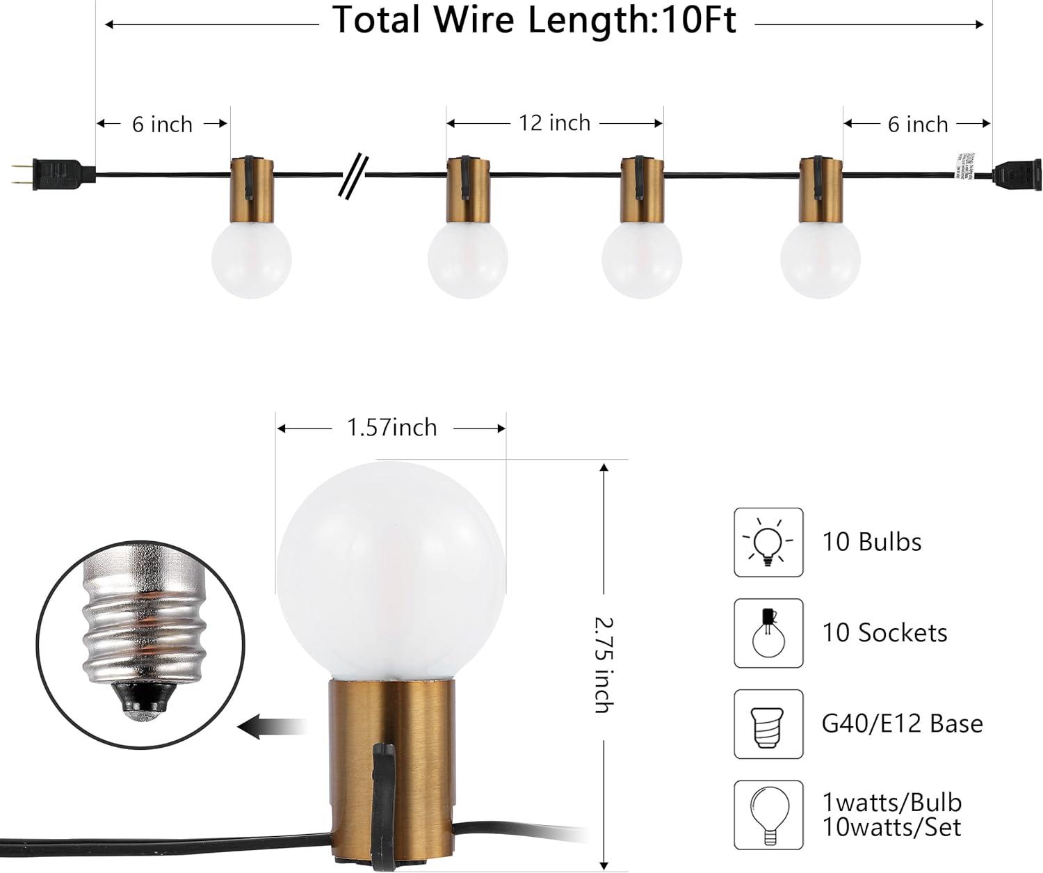 Farrynn Outdoor String Lights - Brass / Black - Safavieh..