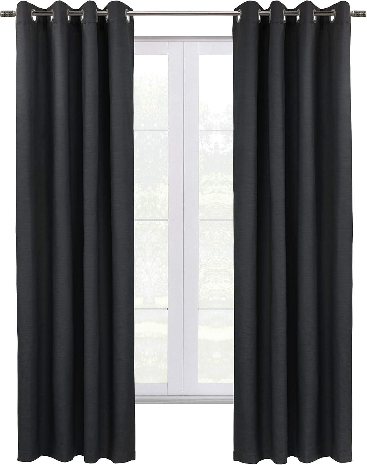 Commonwealth Shadow Grommet Dressing Window Curtain Panel - 52x95", Black