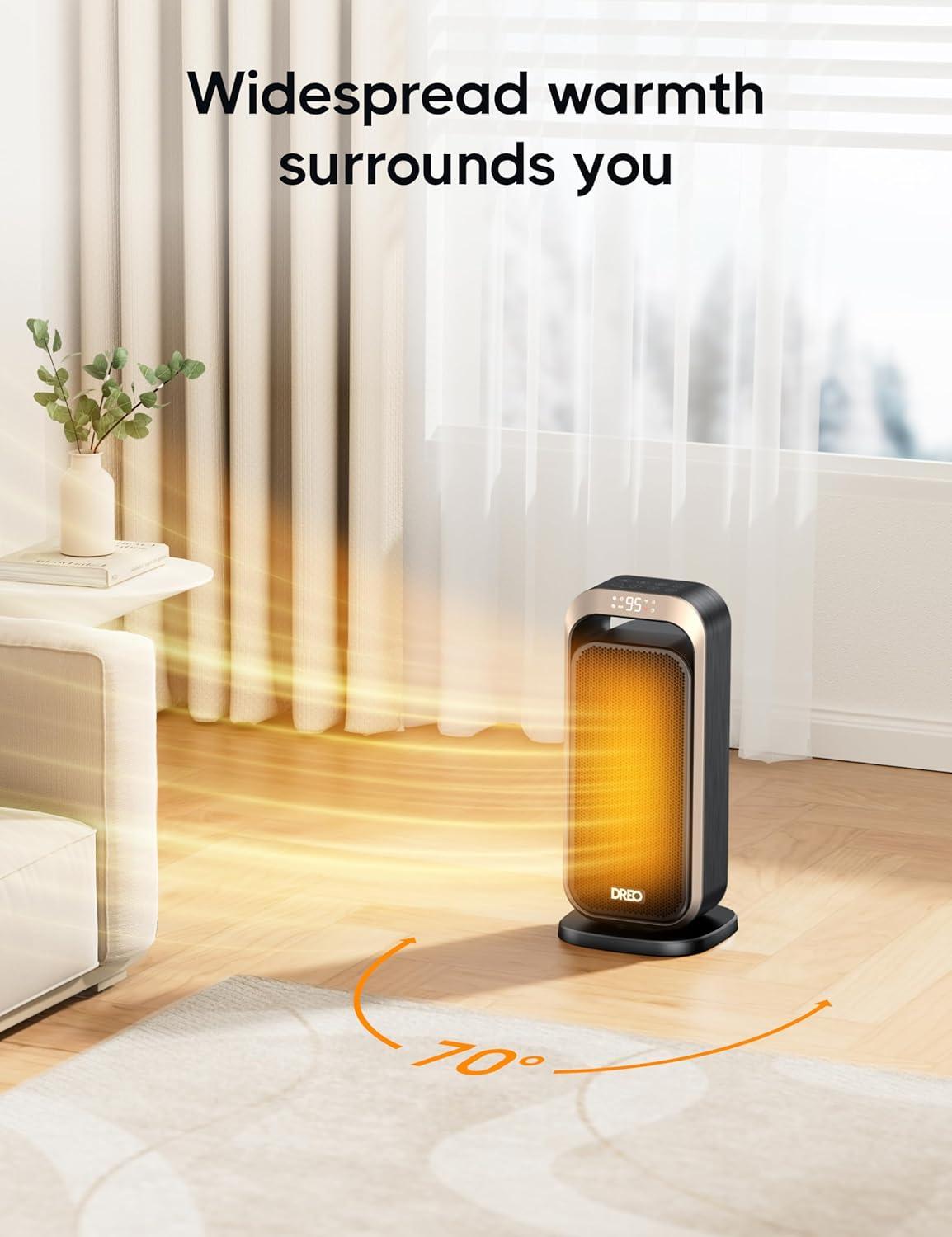 Gold and Black Electric Oscillating Space Heater with Thermostat