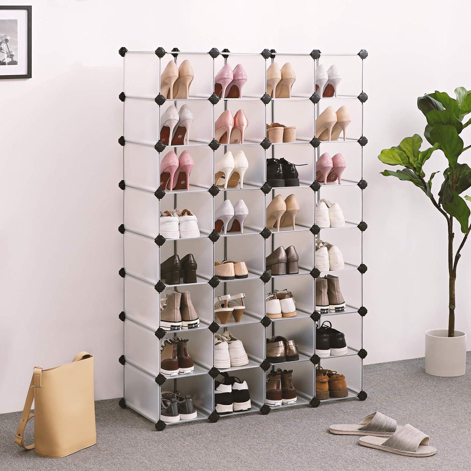 Transparent Modular Plastic and Metal Shoe Organizer