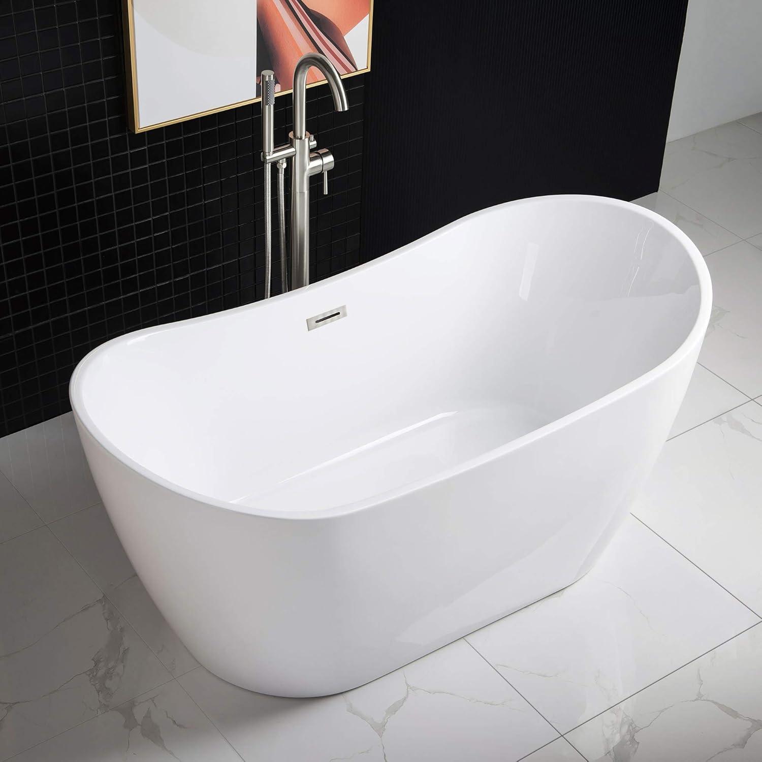 59" x 29" Freestanding Soaking Acrylic Bathtub