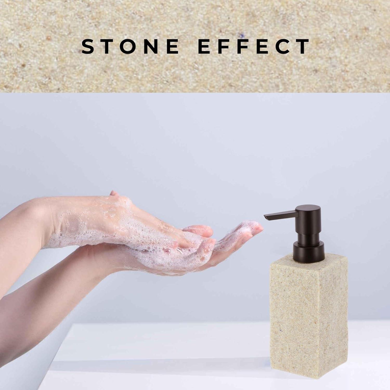 Evideco Stone Bath Square Resin Hand Soap & Lotion Dispenser