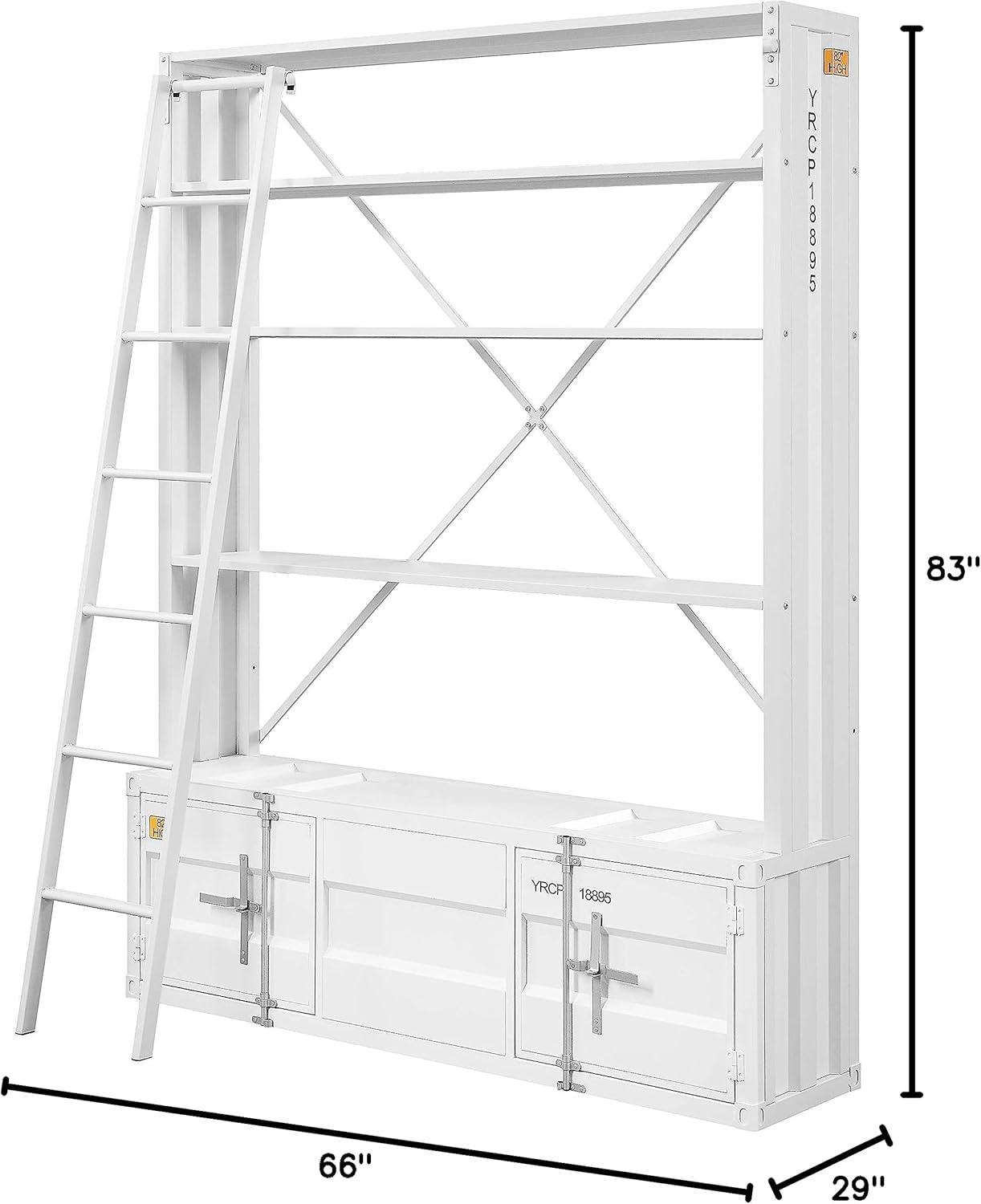 ACME Cargo Bookshelf & Ladder (TV Stand) in White