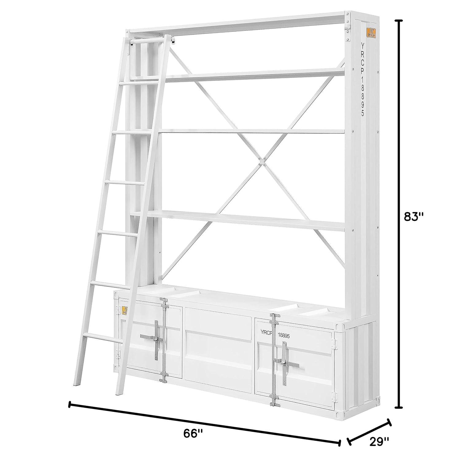 ACME Cargo Bookshelf & Ladder (TV Stand) in White
