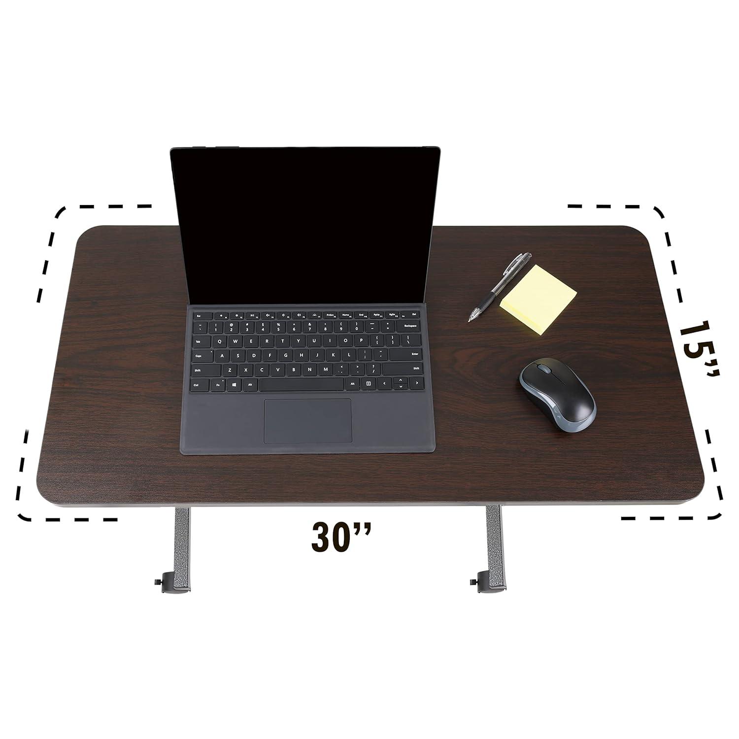 Carex Overbed Table with Adjustable Tray for Laptop, Portable with Wheels, For Home Use, Brown