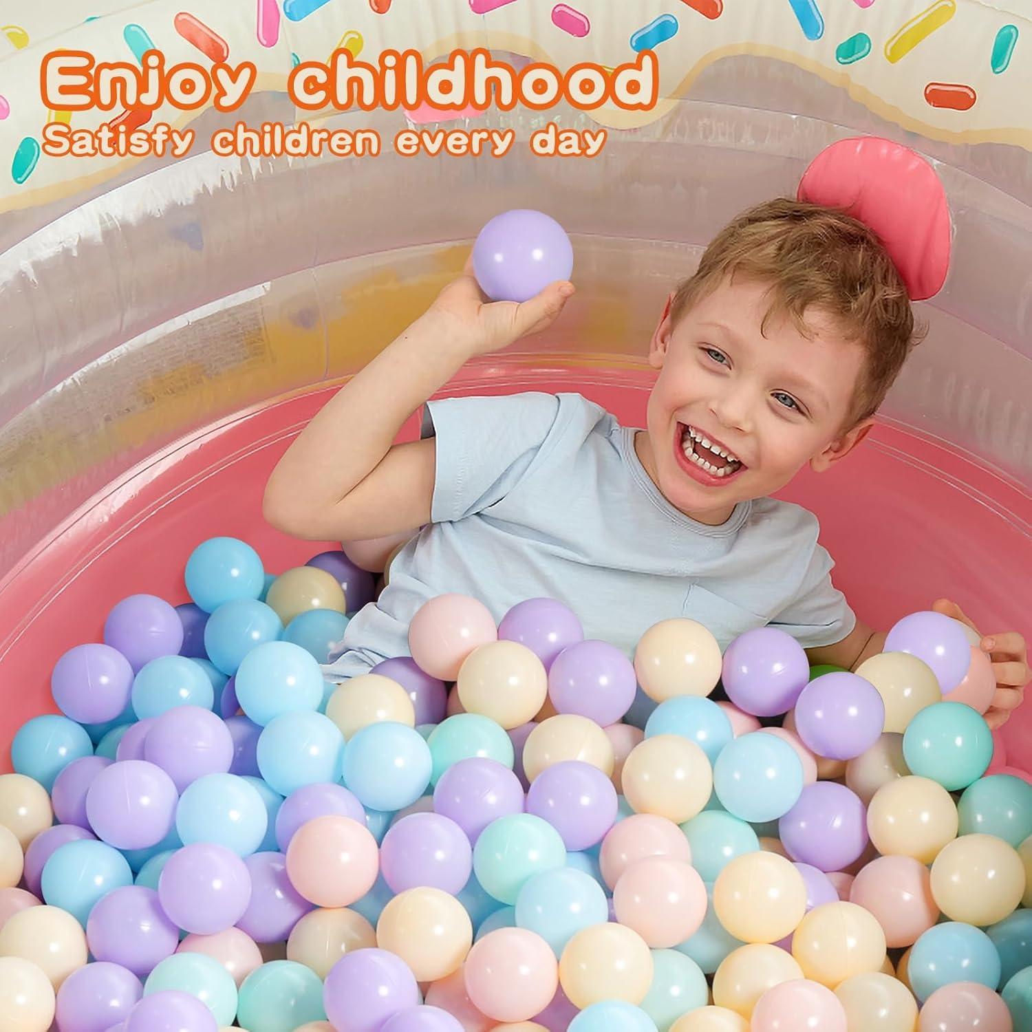 TRENDBOX 100 Ball - 5 Macaron Colors Pit Balls Non-Toxic Free BPA Soft Plastic Balls for Ball Pit Play Tent Baby Playhouse Pool Birthday Party Decoration