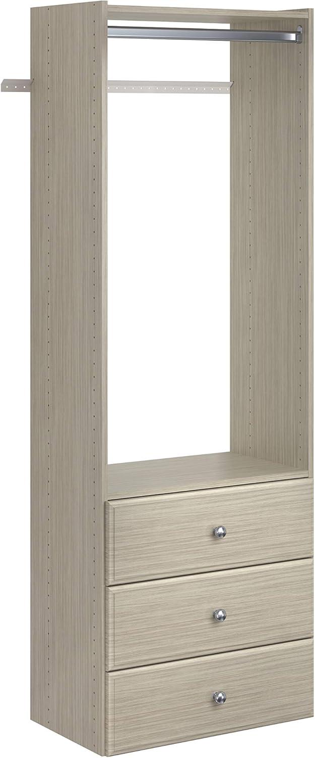 Weathered Gray Adjustable Closet Tower with Drawers