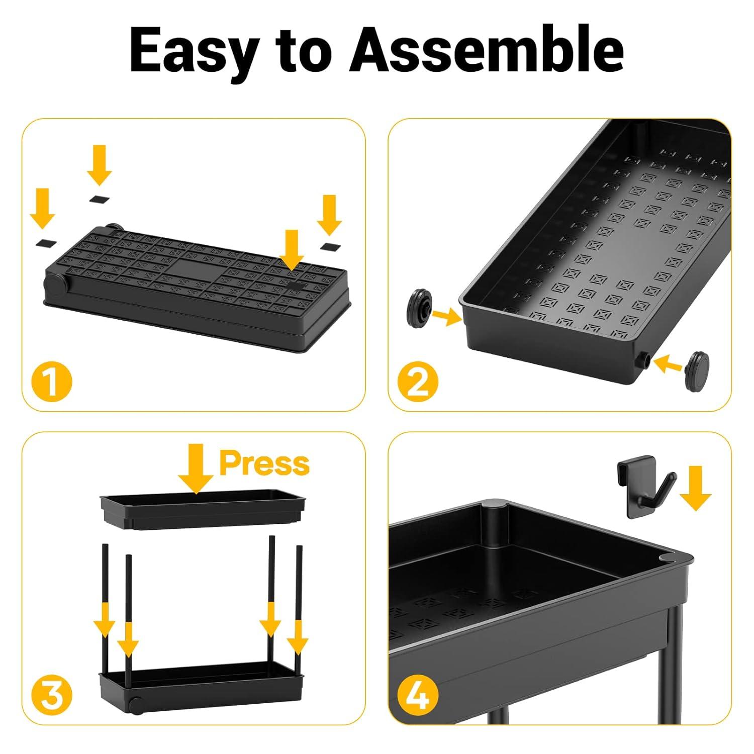 Black 2-Tier Sliding Under Sink Organizer with Hooks