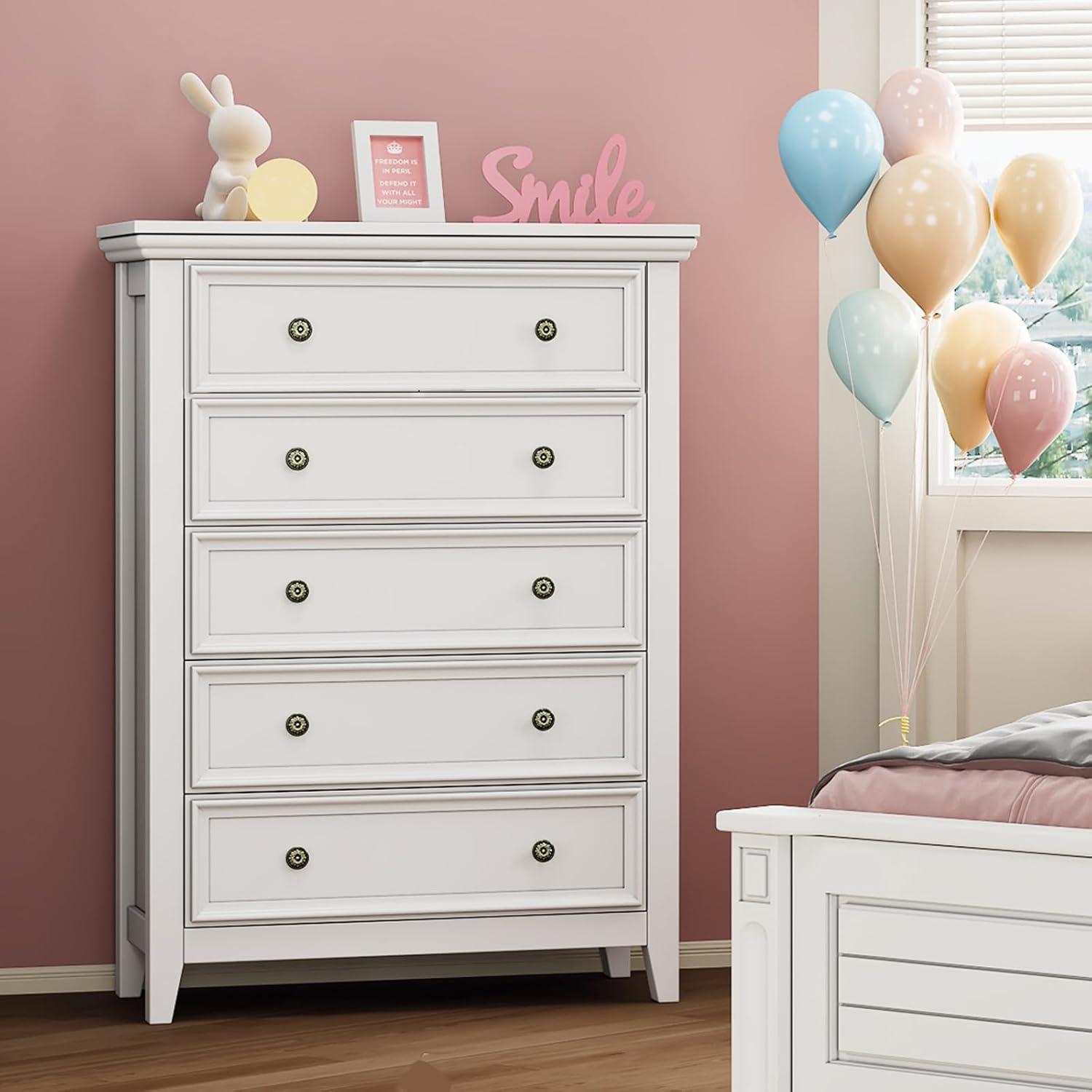 Drawers Dresser for Bedroom White - 5-drawer