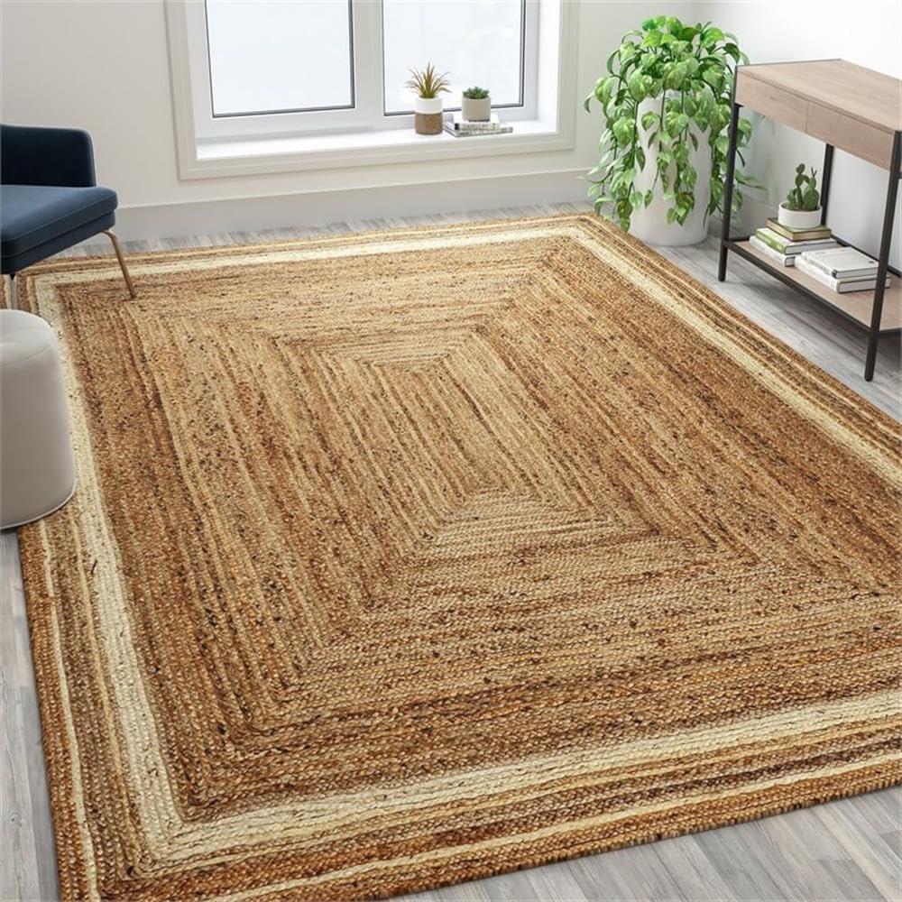 Flash Furniture Natural Fiber Jute Area Rug - Braided Indoor Jute Rug - Natural Area Rugs