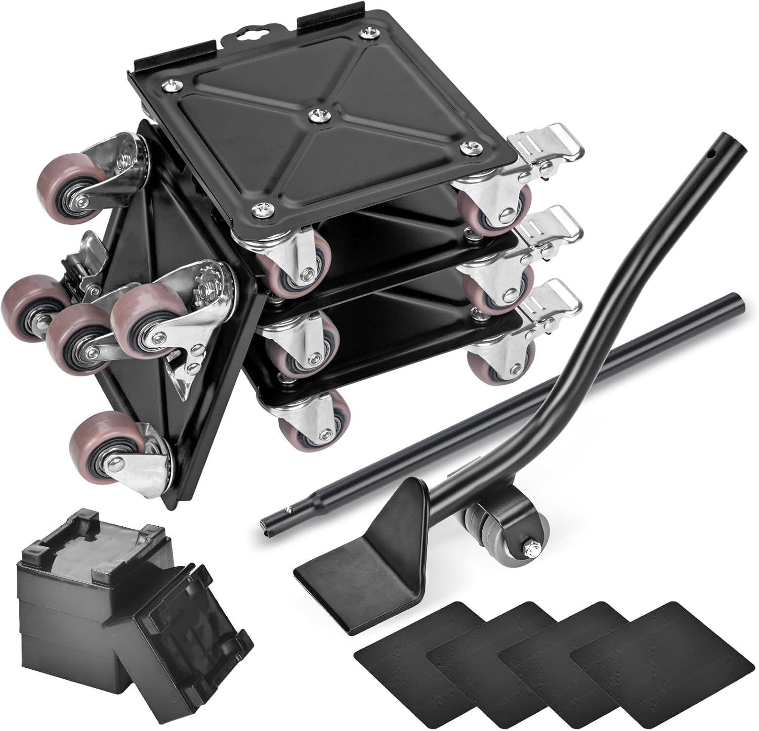 Heavy-Duty Black Carbon Steel Furniture Dolly Set