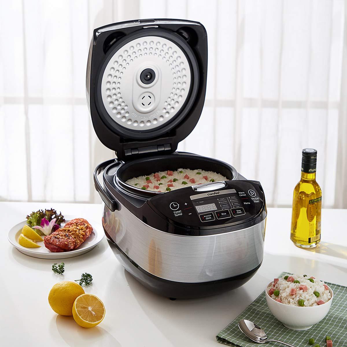 Comfee Multi-Function 10-Cup Electric Rice Cooker, Black - 11 Digital Cooking Programs