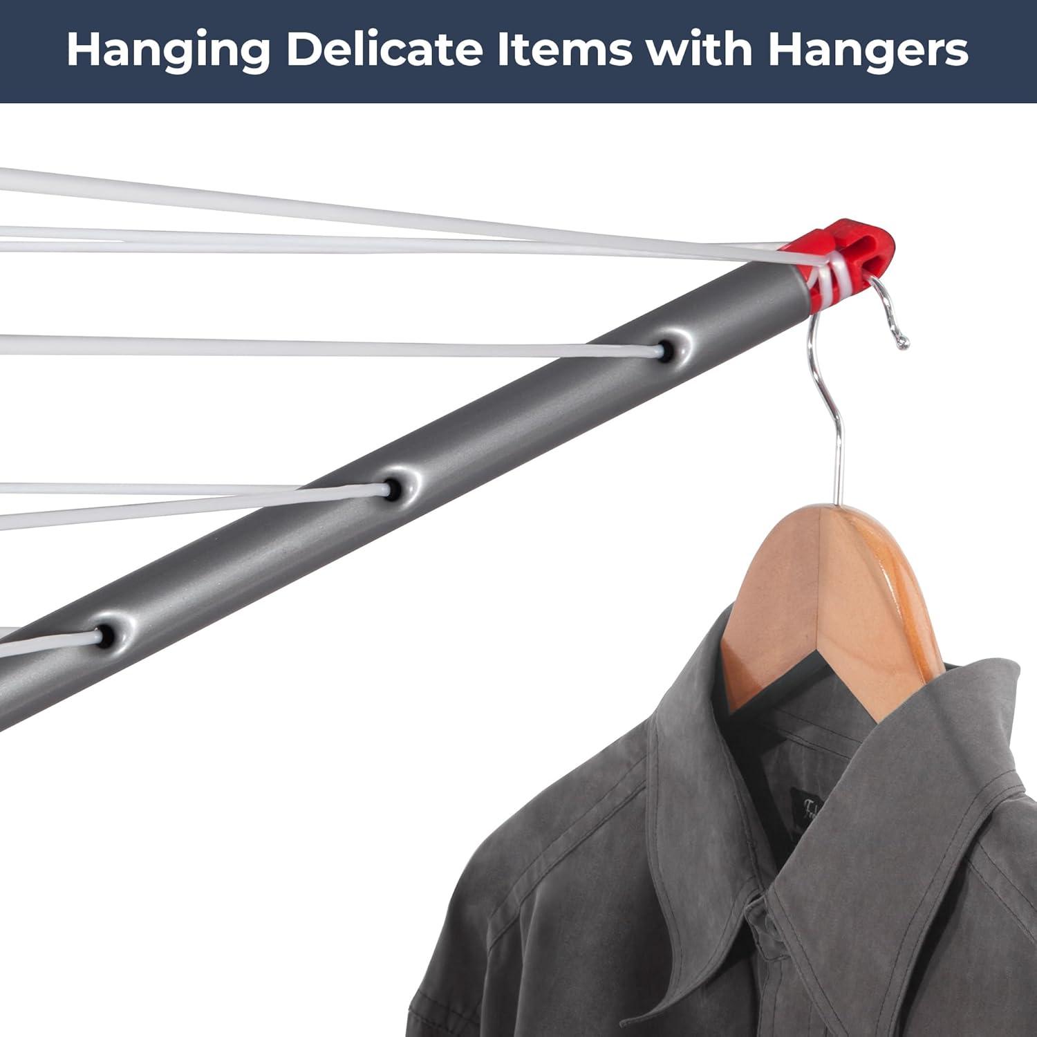 STO STO Portable Umbrella Clothesline, 82 Feet Rotary Drying Rack with Adjustable Height, Freestanding Laundry Line for Backyard, Patio, Balcony & Camping, Easy Setup with Carry Bag, No Tools Required
