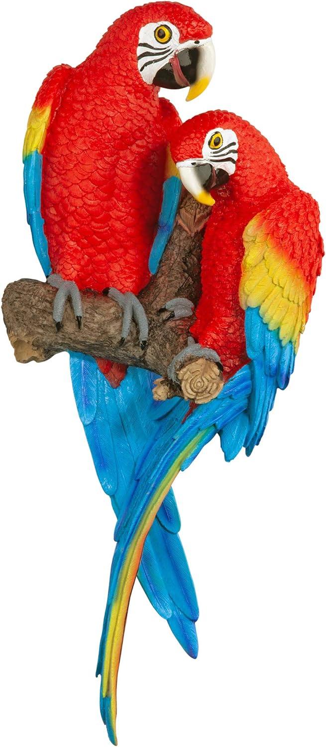 Tropical Scarlet Macaws Resin Wall Statue 26.2" High