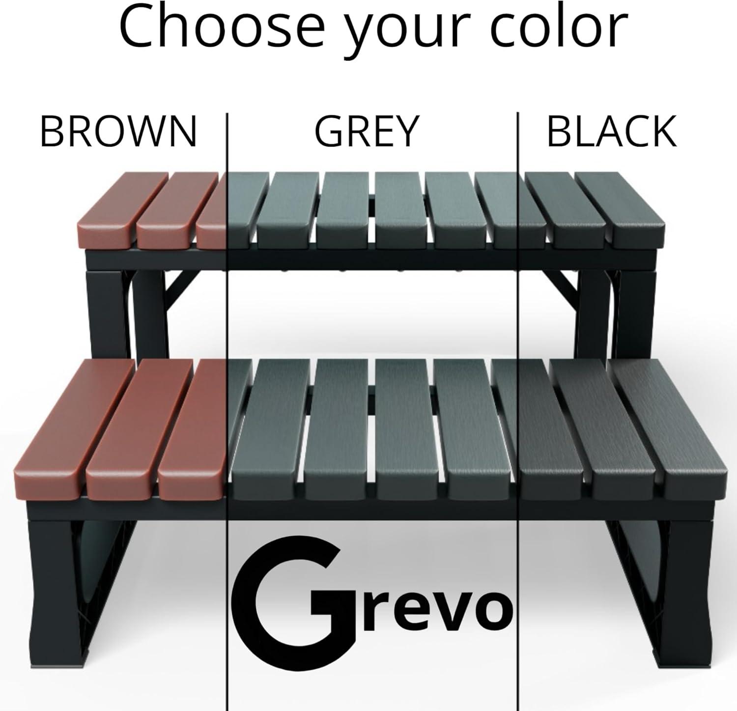 Hot Tub Steps Grey/Spa Steps for Round or Straight Sided Spa, Non-Slip Steps for Outdoor/Indoor (Grey)