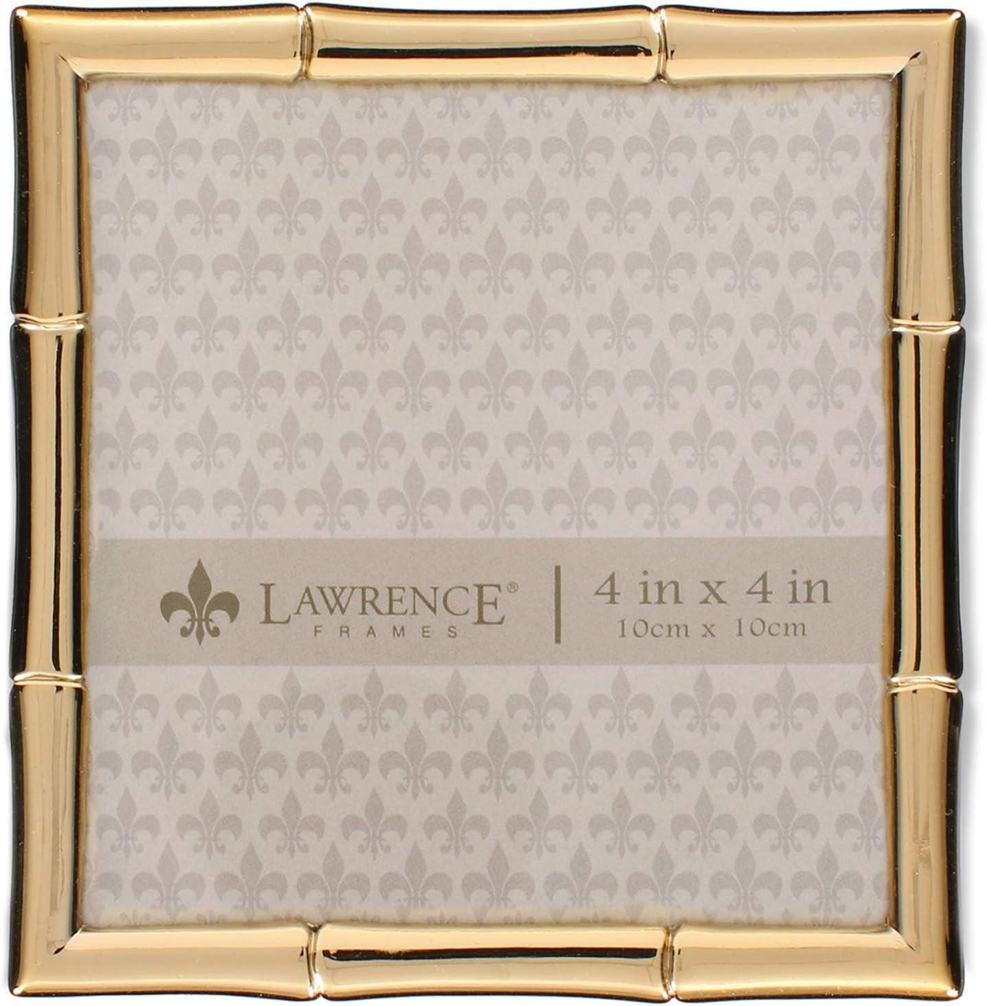 Lawrence Frames 8x10 Black Polished Metal Picture Frame with Bamboo Design, or 5x7 with Included Mat Black Smoke 8x10 (5x7 Mat)