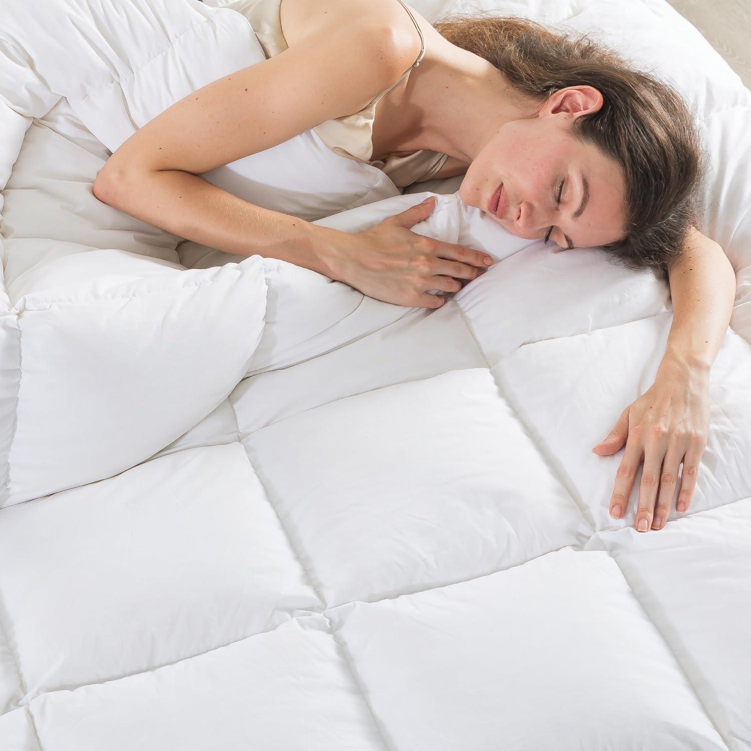 ValenciaLuxe Hotel-Collection 100% Organic Cotton All Season 750 Fill Power Goose Feathers Down Comforter