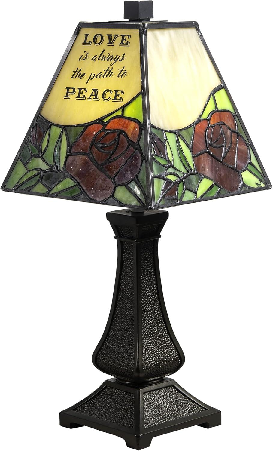 Dale Tiffany Lámpara Decorativa Tiffany Rosa Inspiradora de Bronce Antiguo Lámpara Decorativa