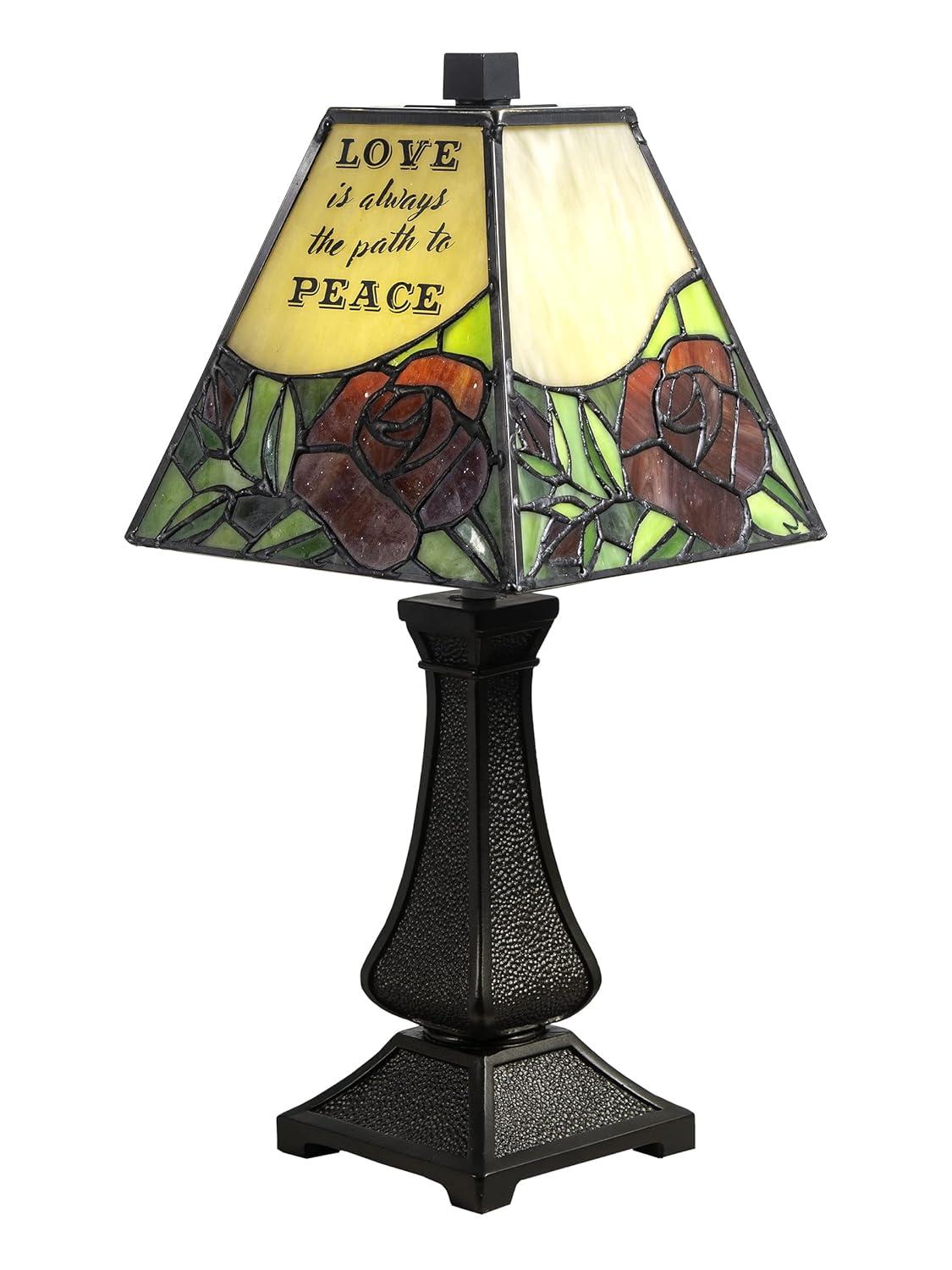 Dale Tiffany Lámpara Decorativa Tiffany Rosa Inspiradora de Bronce Antiguo Lámpara Decorativa