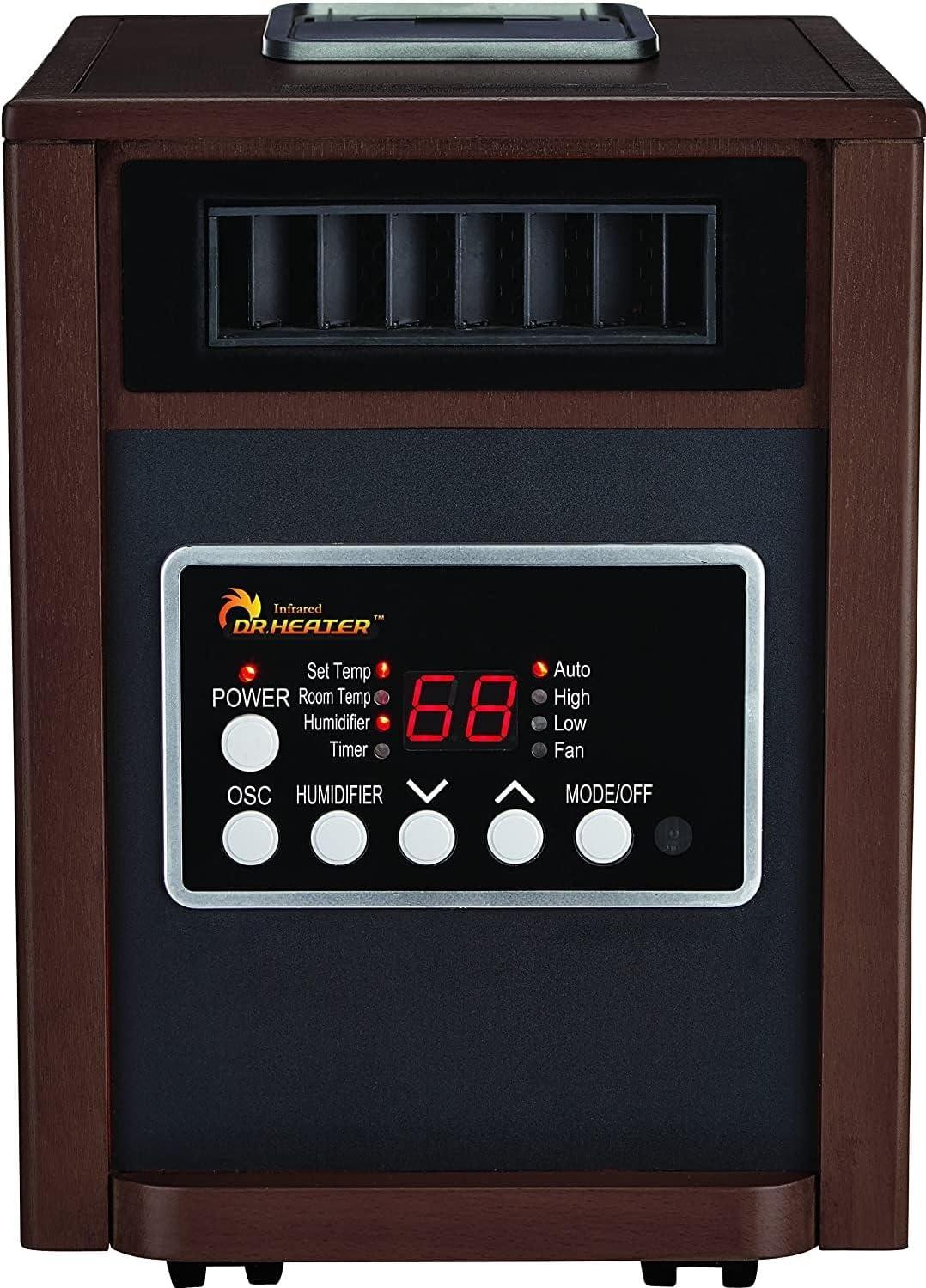 Dr. Infrared Heater 1500 Watt 5200 BTU Electric Cabinet Space Heater with Adjustable Thermostat , Remote Included