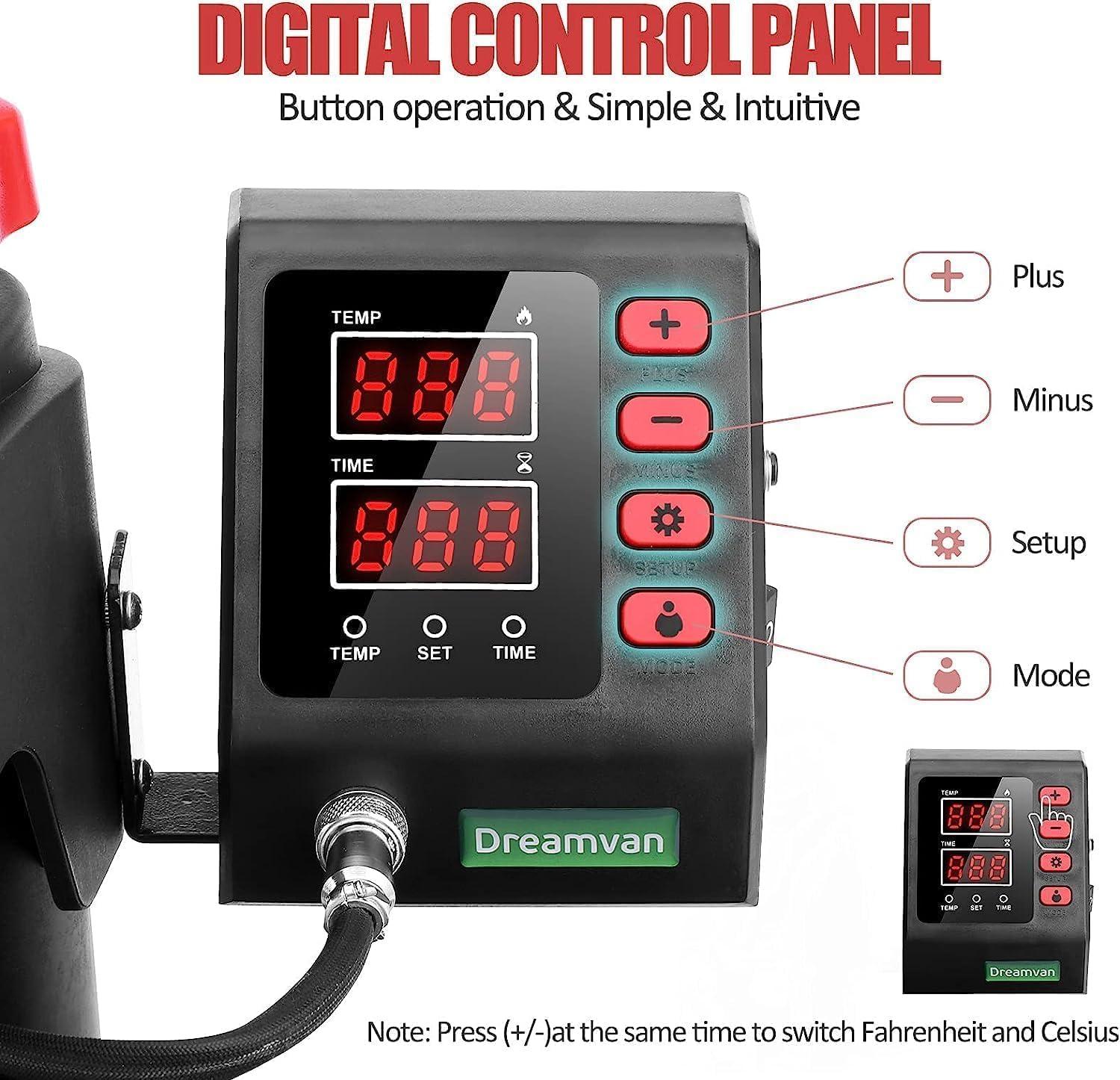 WHUBEFY Heat Press, 15x12 Inch 8 in 1 Shirt Press Multifunction Combo 360° Swing Away Digital Printing Heat Transfer Sublimation Machine Vinyl Heat Press Machine for T Shirts, Cap, Mug, Plate, DIY