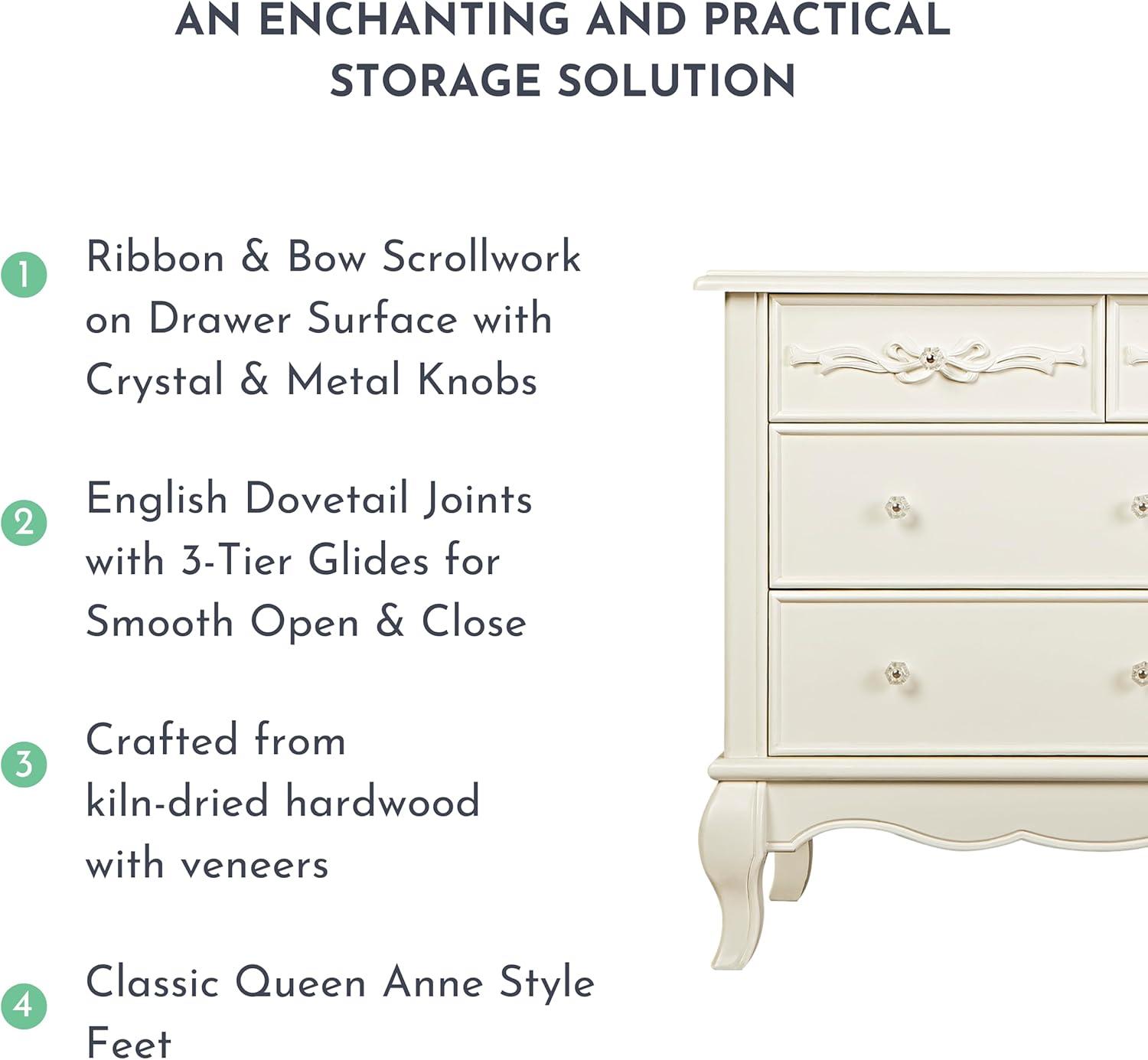 Evolur Aurora 7-Drawer Double Dresser, Ivory Lace, Spacious Drawers, classic