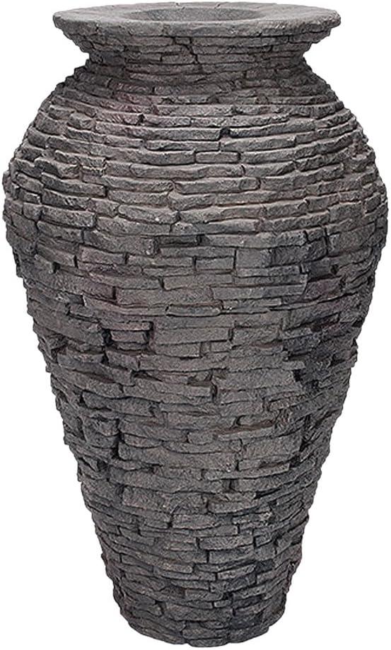 Small Black Stacked Slate Urn Fountain